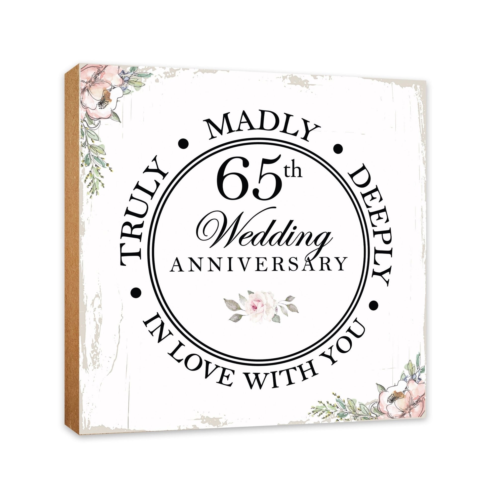65th Wedding Anniversary Unique Shelf Decor and Tabletop Signs Gift for Couples - In Love With You - LifeSong Milestones