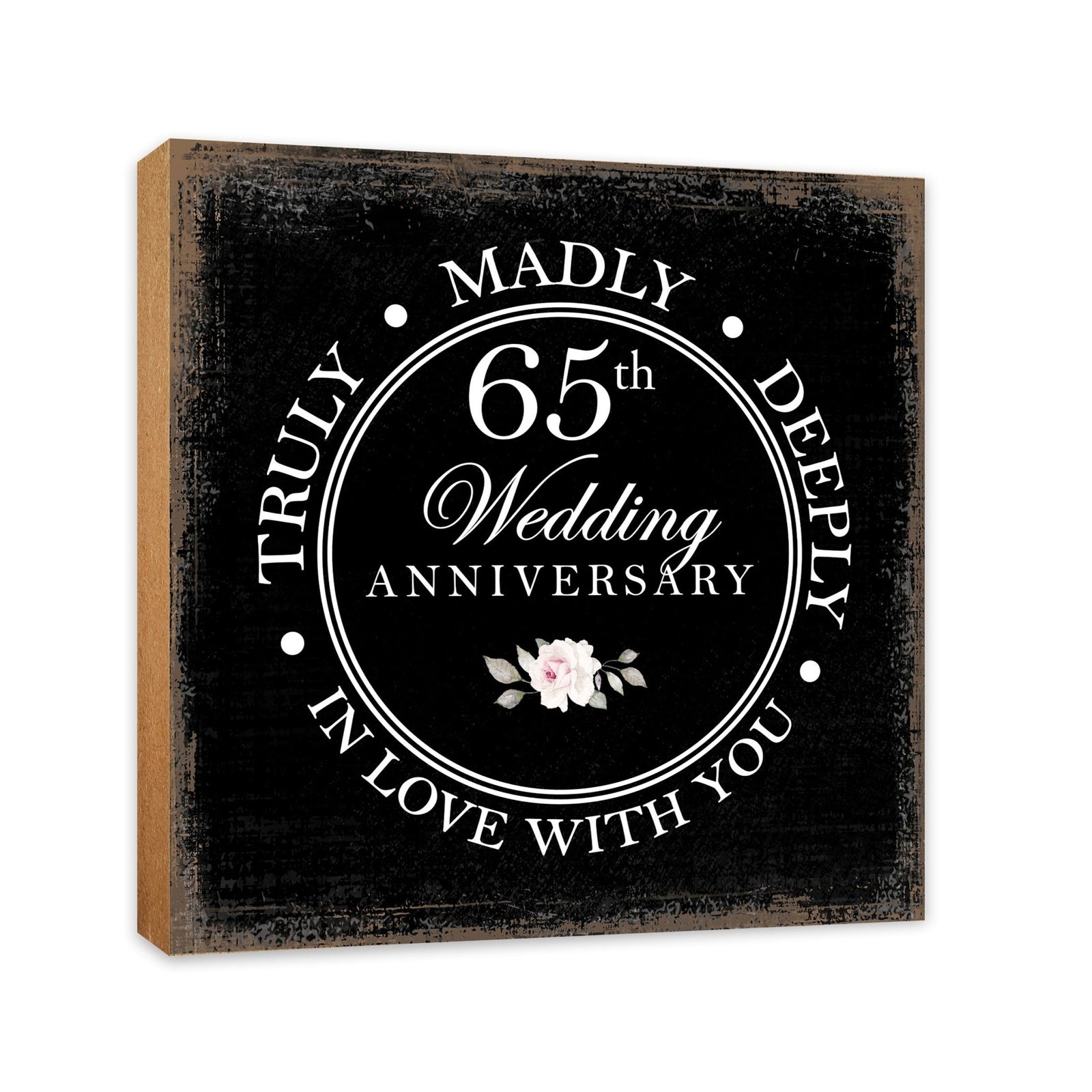 65th Wedding Anniversary Unique Shelf Decor and Tabletop Signs Gift for Couples - In Love With You - LifeSong Milestones