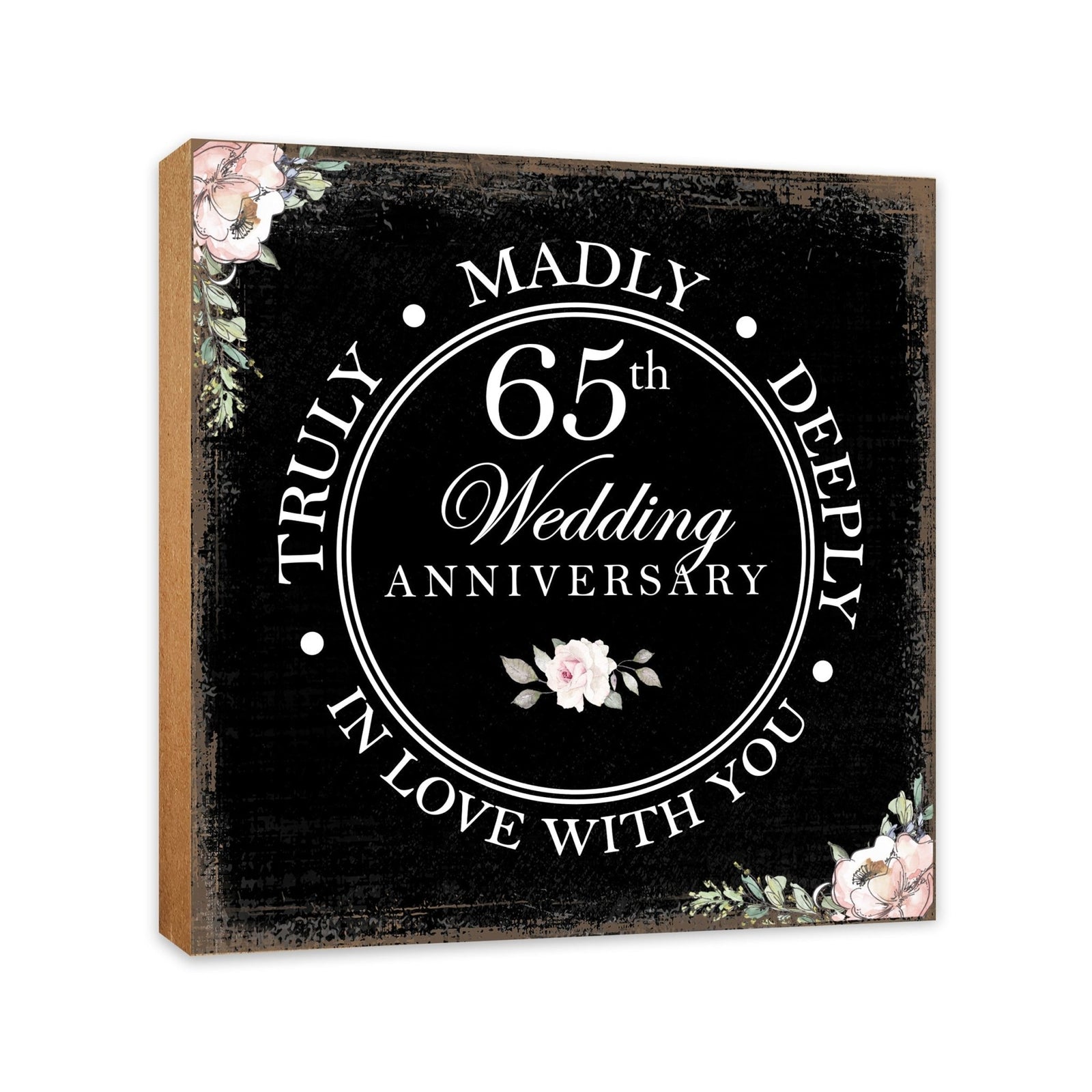 65th Wedding Anniversary Unique Shelf Decor and Tabletop Signs Gift for Couples - In Love With You - LifeSong Milestones