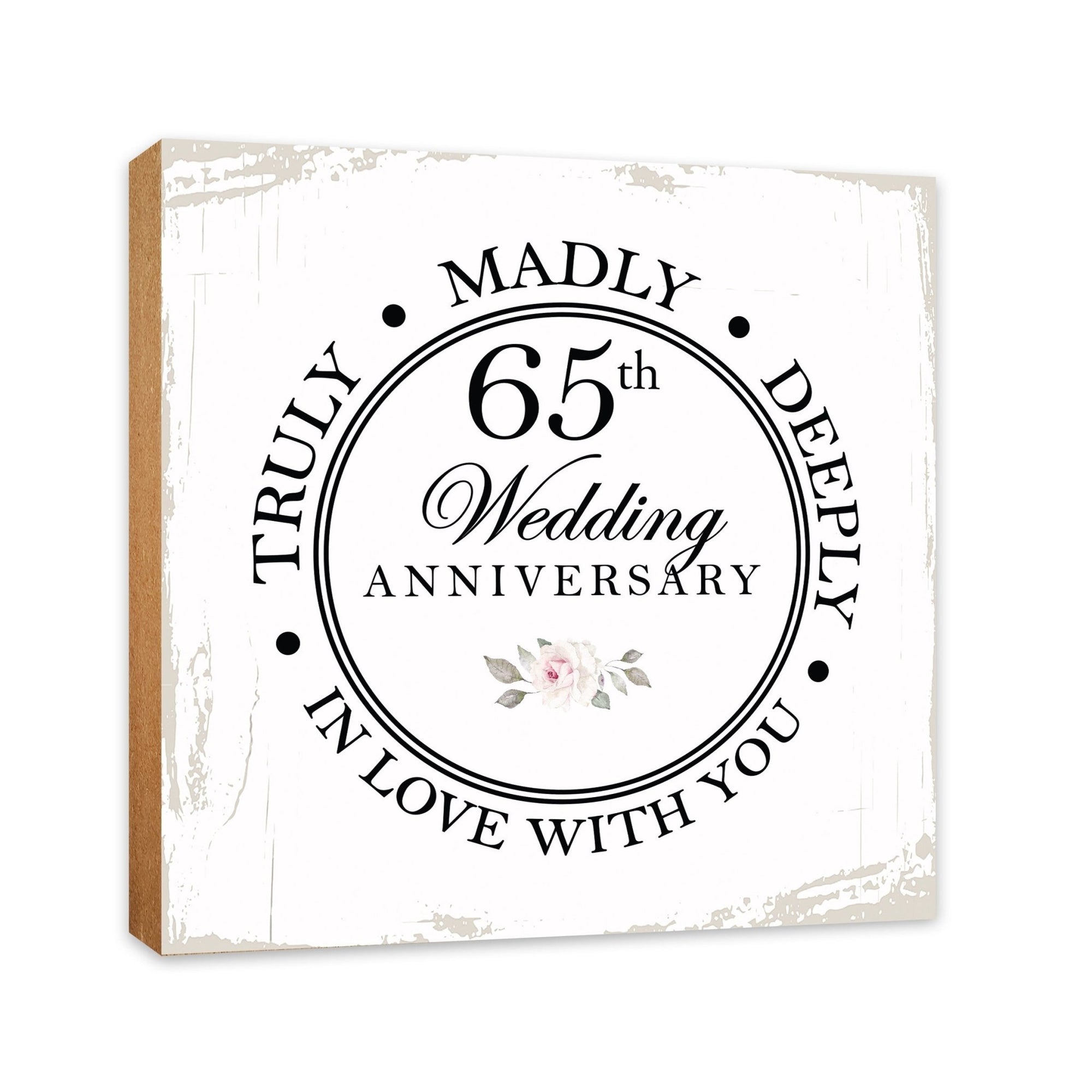 65th Wedding Anniversary Unique Shelf Decor and Tabletop Signs Gift for Couples - In Love With You - LifeSong Milestones