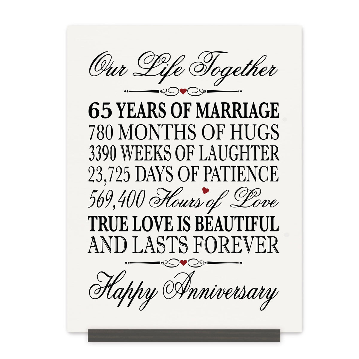 65th Wedding Anniversary Wall Plaque - Our Life Together - LifeSong Milestones