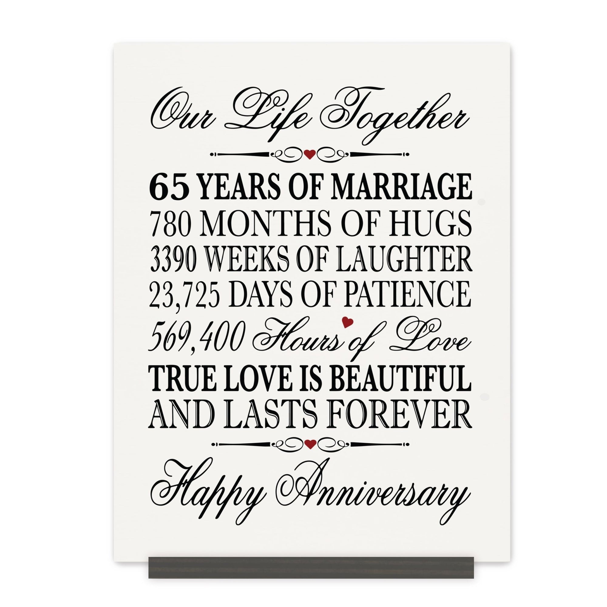 65th Wedding Anniversary Wall Plaque - Our Life Together - LifeSong Milestones