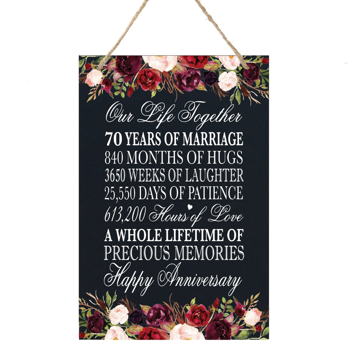 70th Wedding Anniversary Rope Sign - Our Life Together - LifeSong Milestones