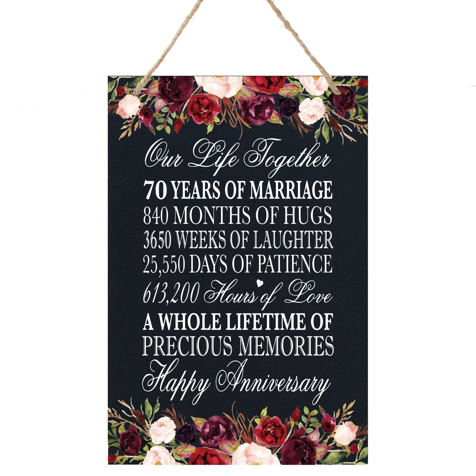 70th Wedding Anniversary Rope Sign - Our Life Together - LifeSong Milestones