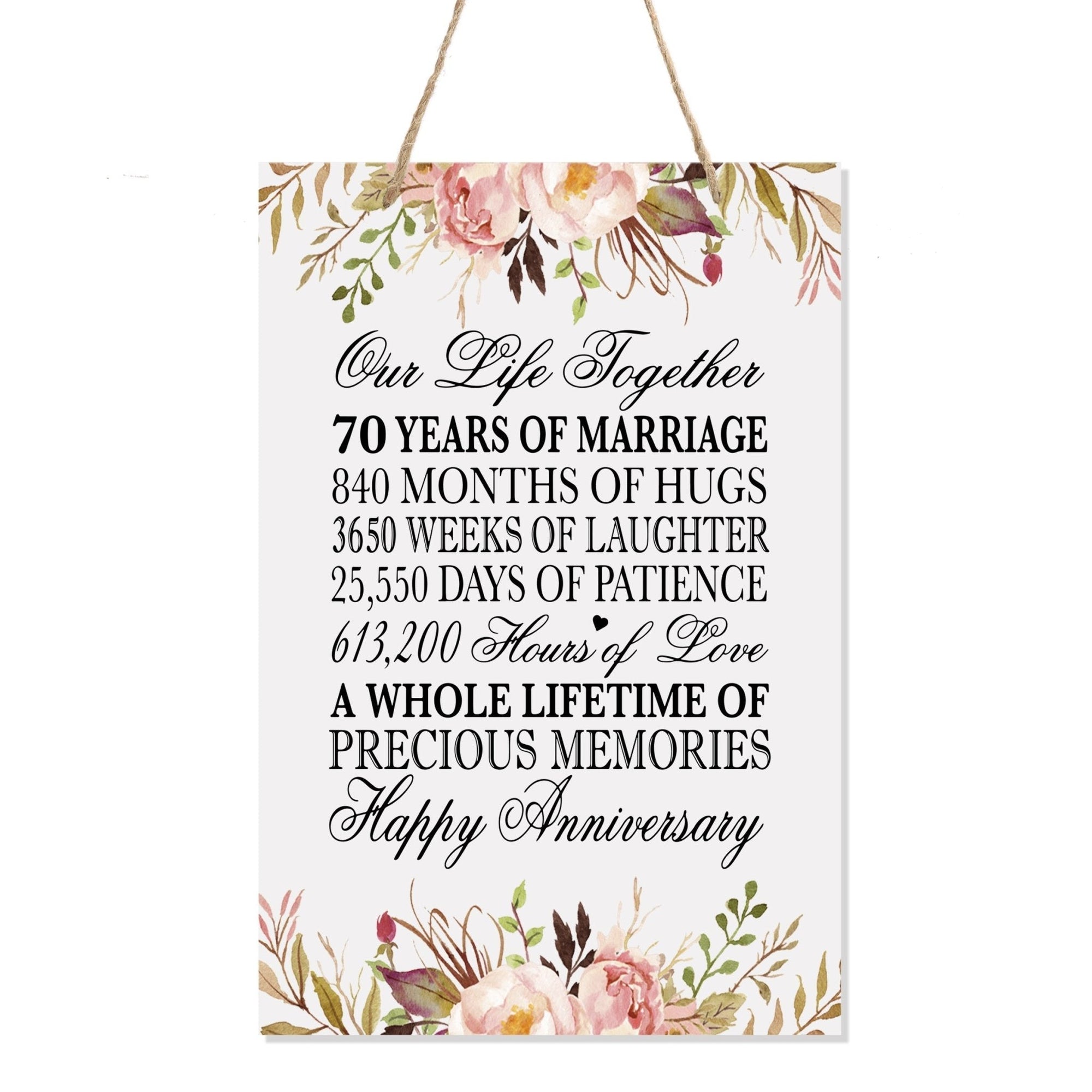 70th Wedding Anniversary Rope Sign - Our Life Together - LifeSong Milestones