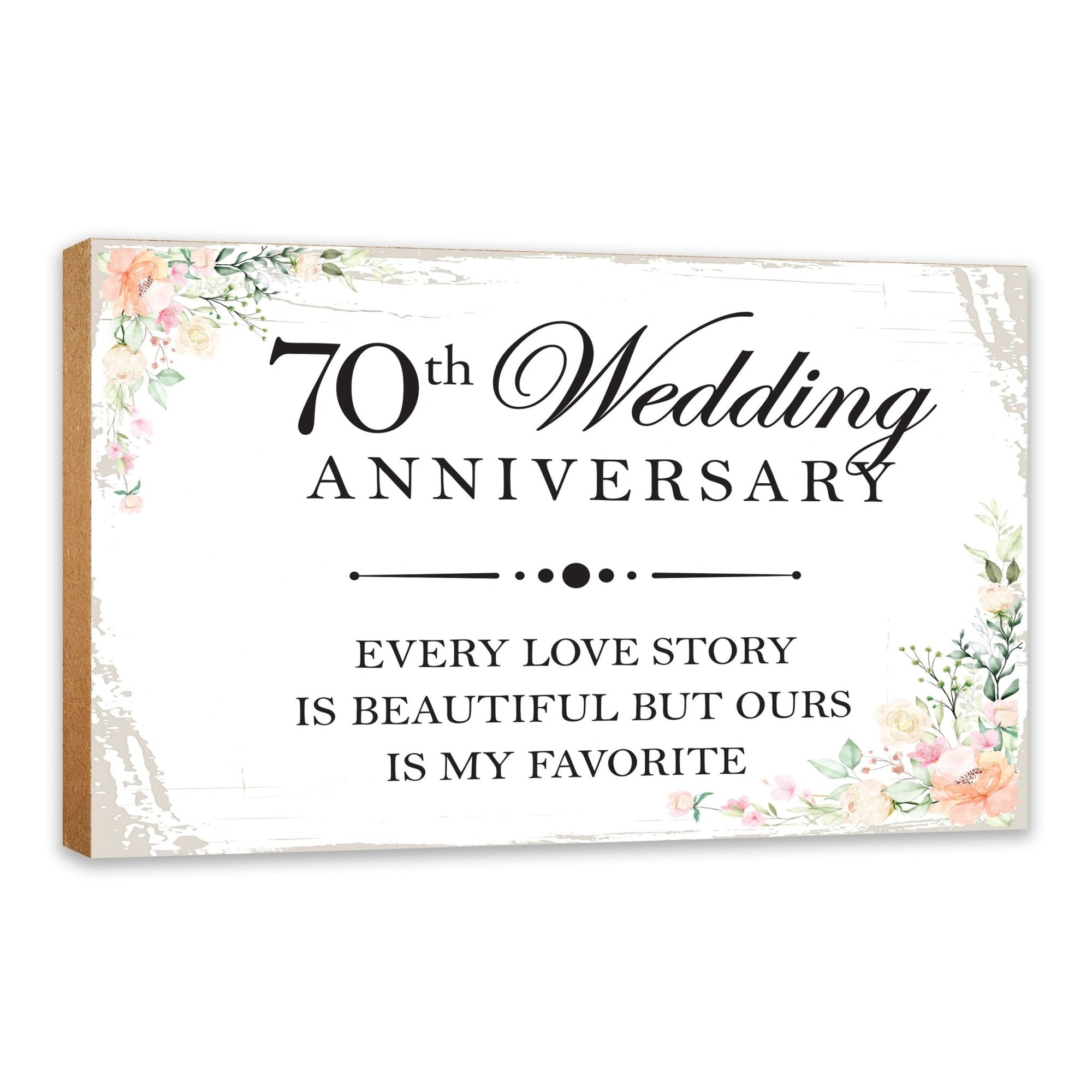 70th Wedding Anniversary Unique Shelf Decor and Tabletop Signs Gift for Couples - Every Love Story - LifeSong Milestones