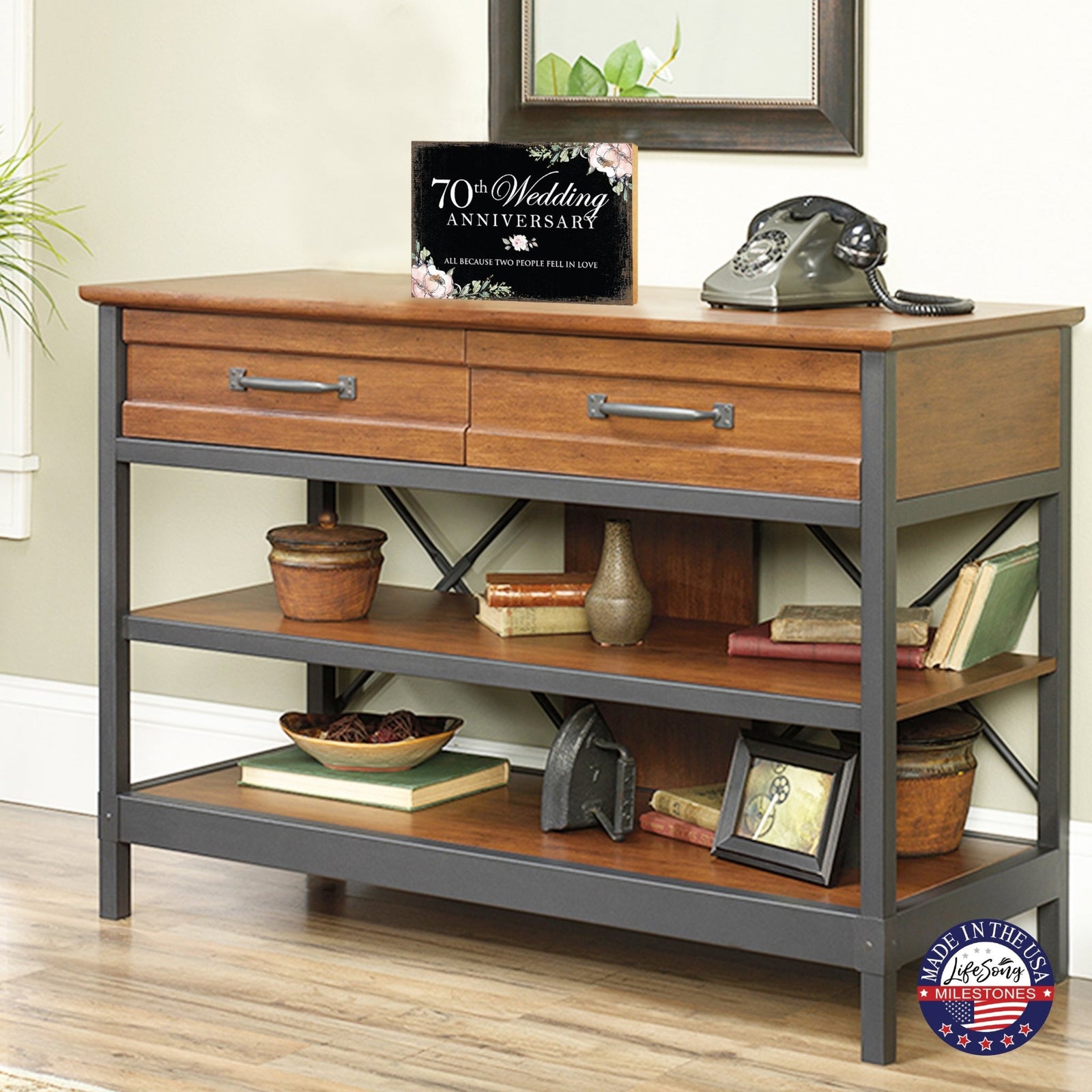 70th Wedding Anniversary Unique Shelf Decor and Tabletop Signs Gift for Couples - Fell In Love - LifeSong Milestones