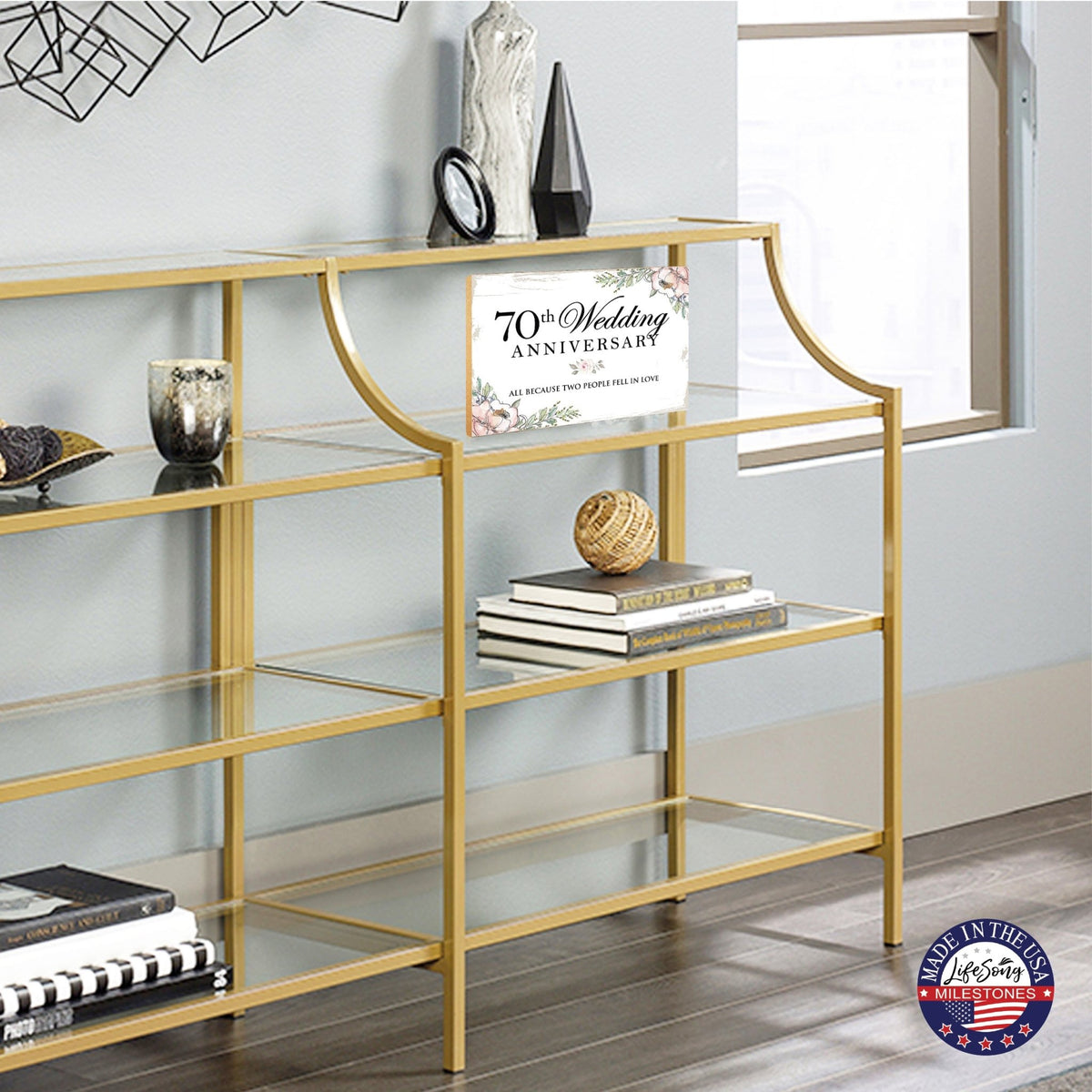 70th Wedding Anniversary Unique Shelf Decor and Tabletop Signs Gift for Couples - Fell In Love - LifeSong Milestones