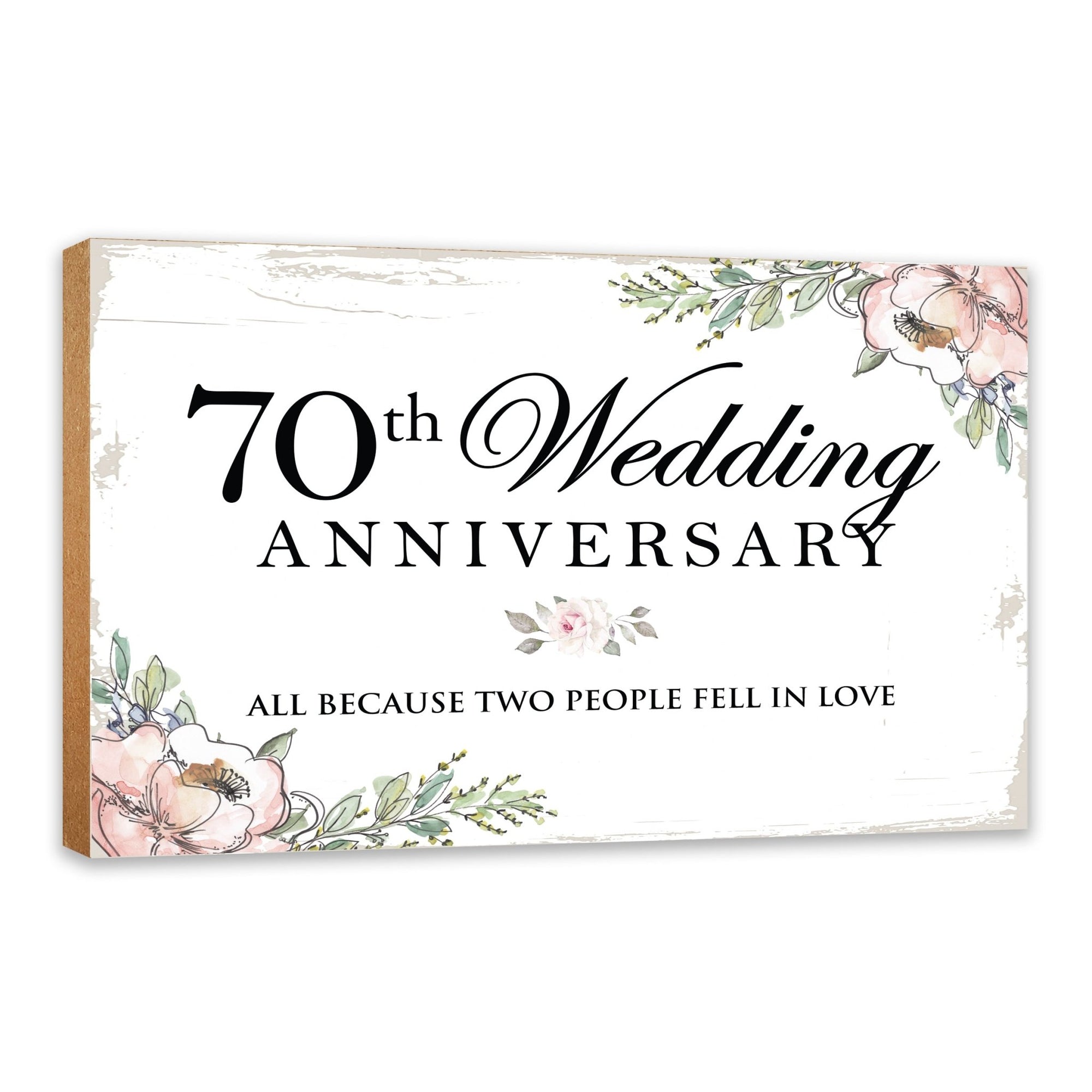 70th Wedding Anniversary Unique Shelf Decor and Tabletop Signs Gift for Couples - Fell In Love - LifeSong Milestones