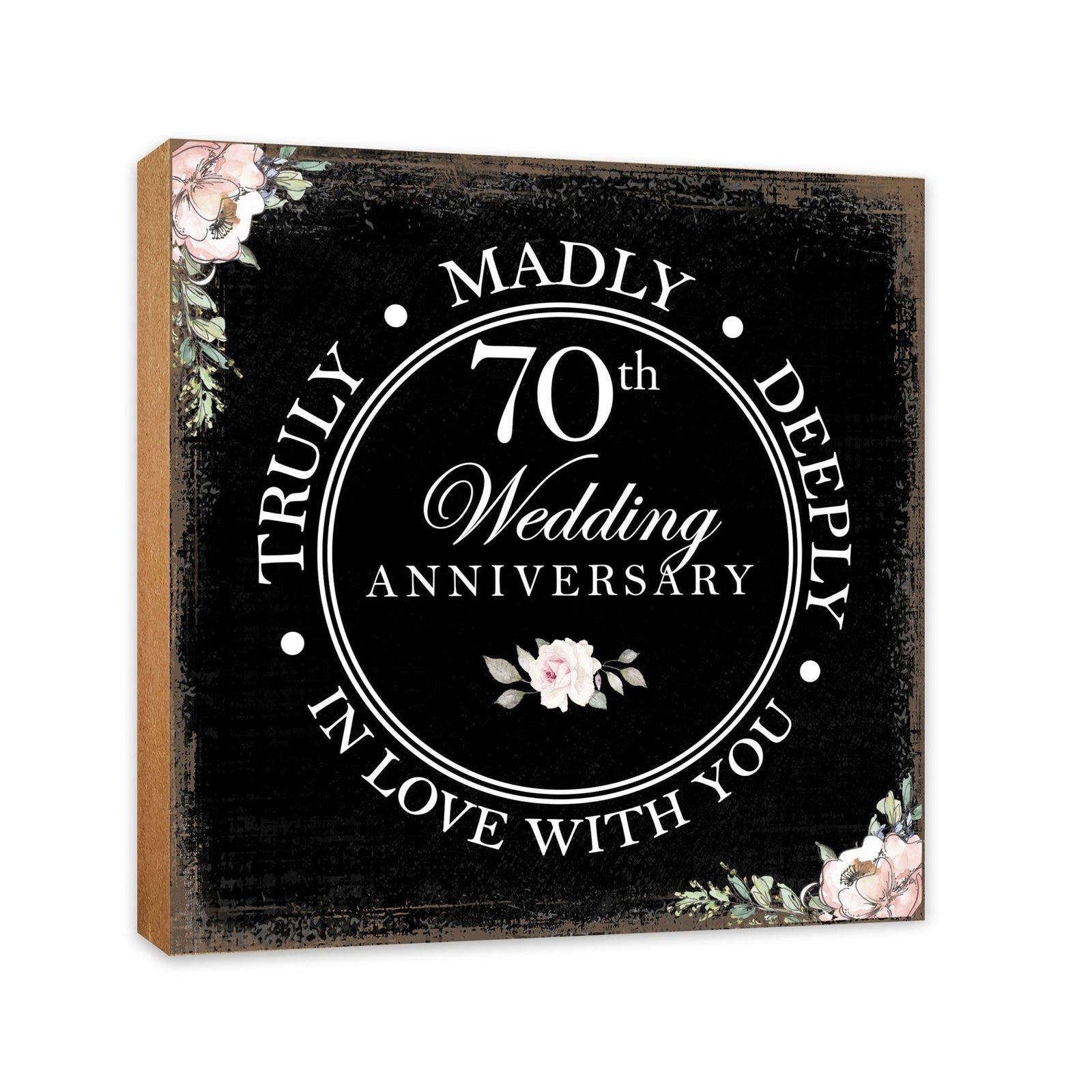 70th Wedding Anniversary Unique Shelf Decor and Tabletop Signs Gift for Couples - In Love With You - LifeSong Milestones