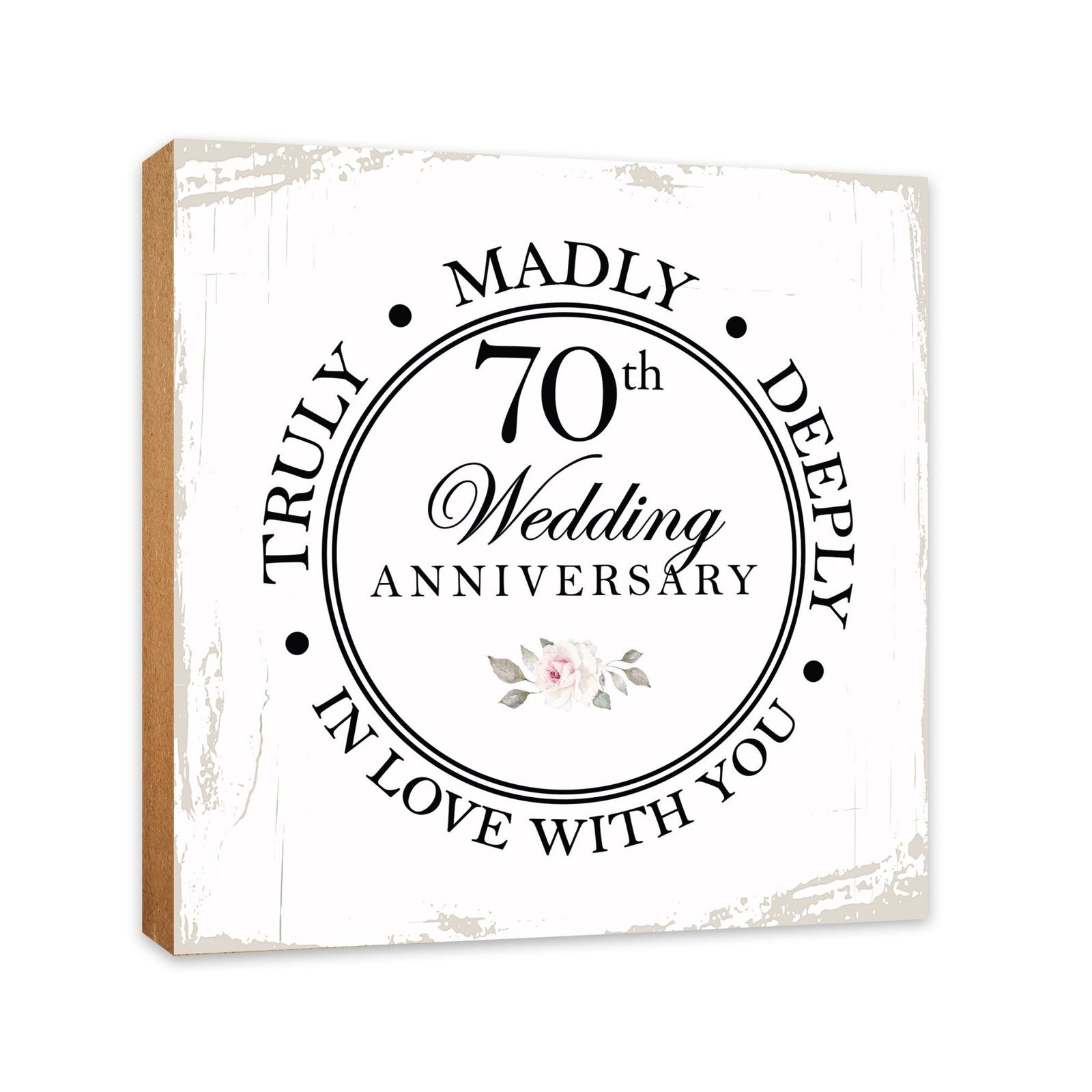 70th Wedding Anniversary Unique Shelf Decor and Tabletop Signs Gift for Couples - In Love With You - LifeSong Milestones