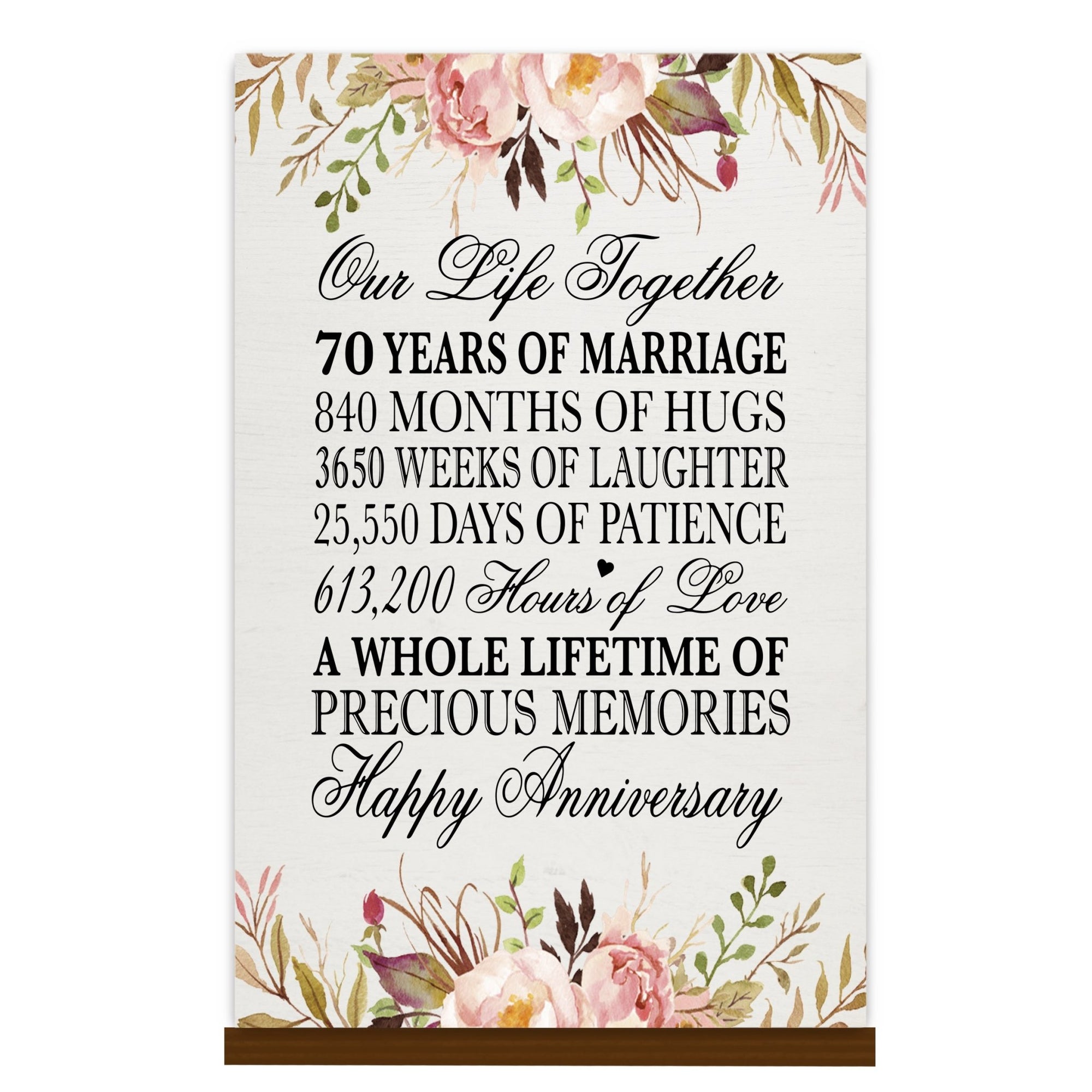 70th Wedding Anniversary Wall Plaque - Our Life Together - LifeSong Milestones