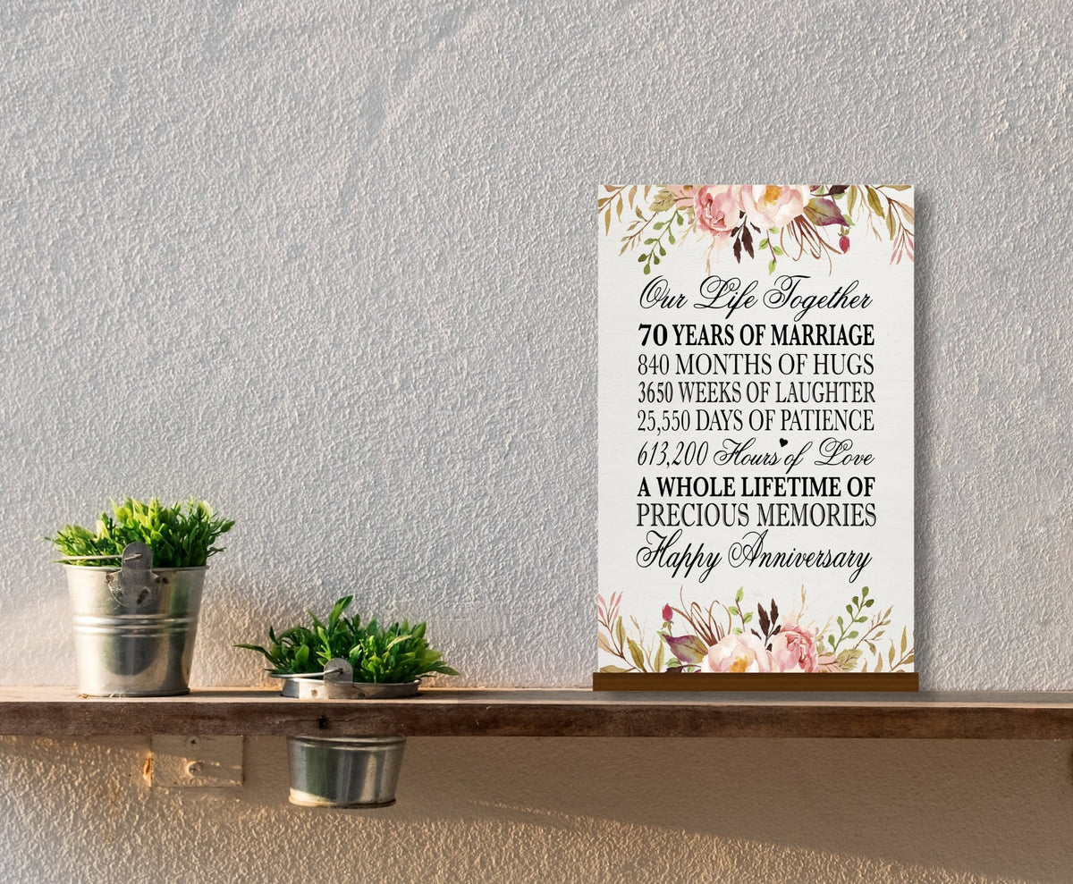 70th Wedding Anniversary Wall Plaque - Our Life Together - LifeSong Milestones