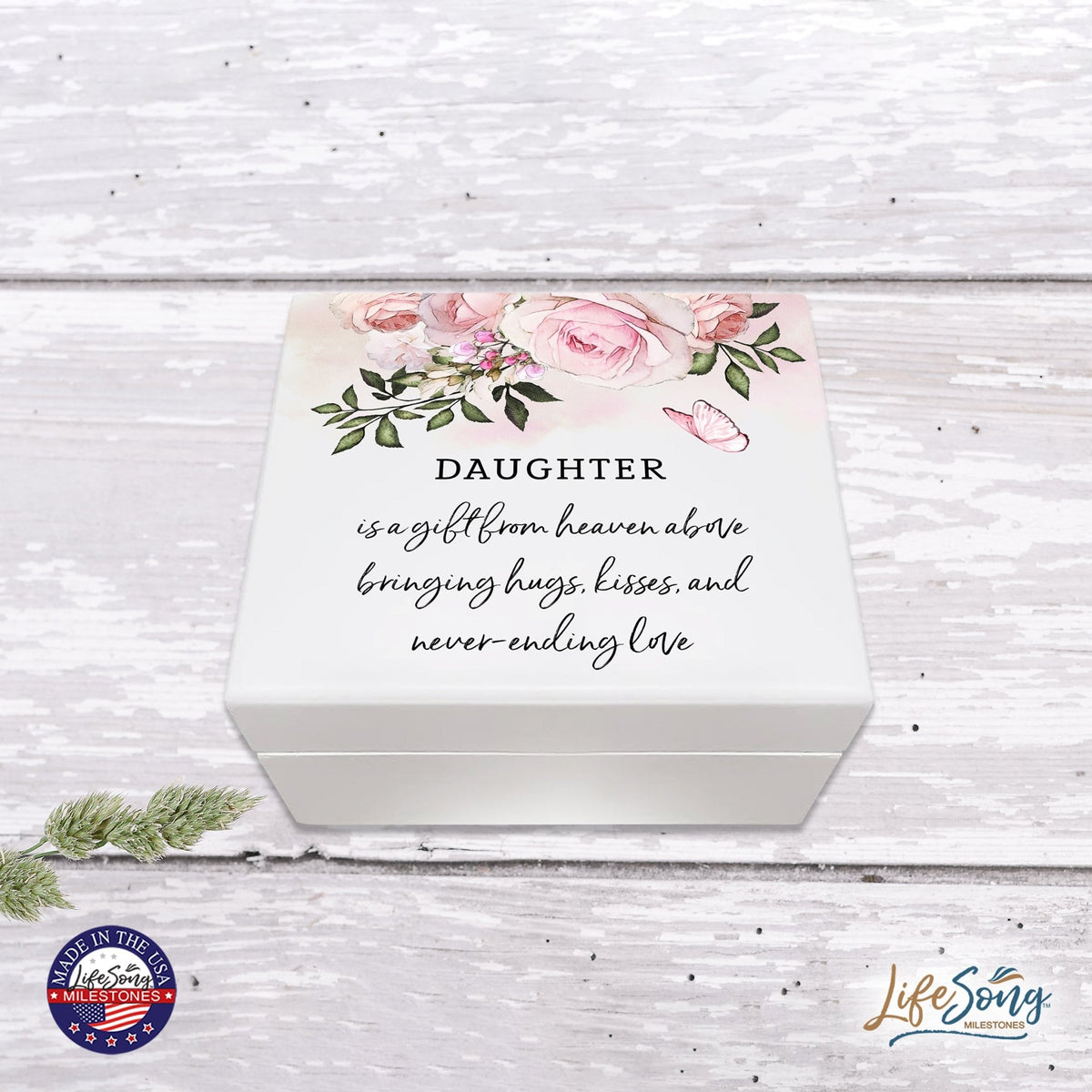 Baptism Jewelry Box Keepsake Gift for Girls - Daughter Is A Gift From Heaven - LifeSong Milestones