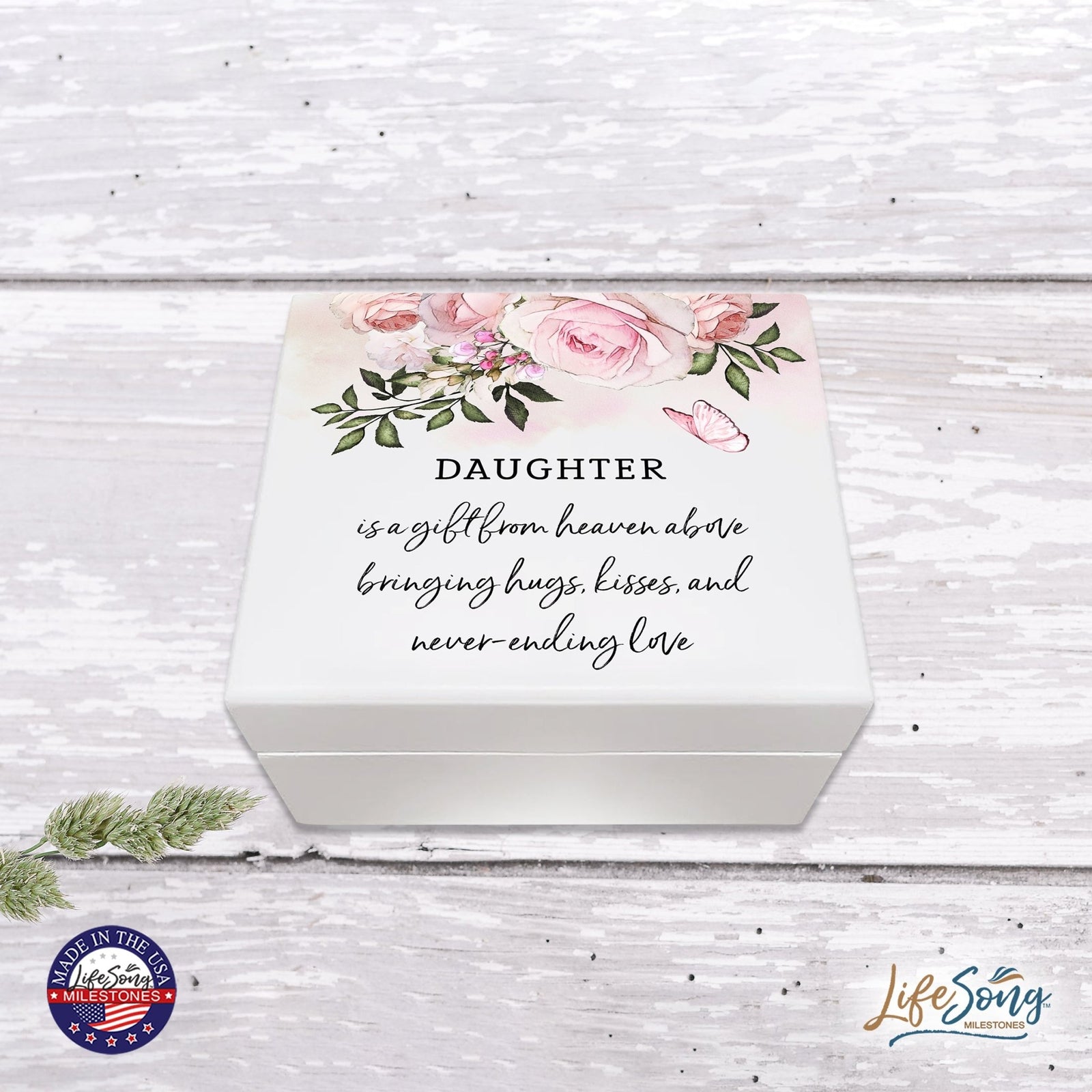 Baptism Jewelry Box Keepsake Gift for Girls - Daughter Is A Gift From Heaven - LifeSong Milestones