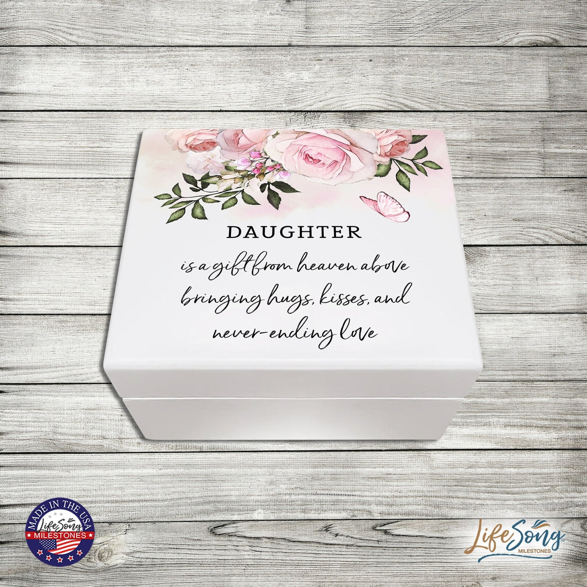 Baptism Jewelry Box Keepsake Gift for Girls - Daughter Is A Gift From Heaven - LifeSong Milestones