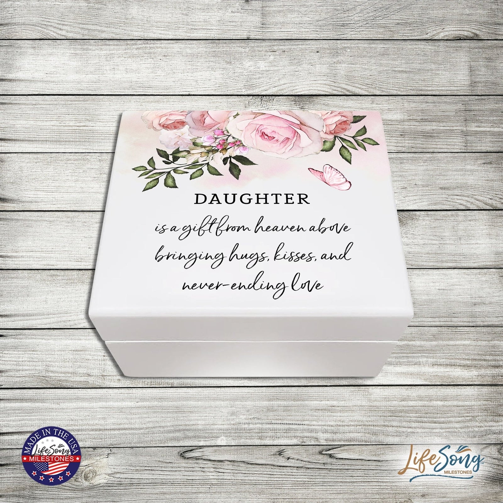 Baptism Jewelry Box Keepsake Gift for Girls - Daughter Is A Gift From Heaven - LifeSong Milestones