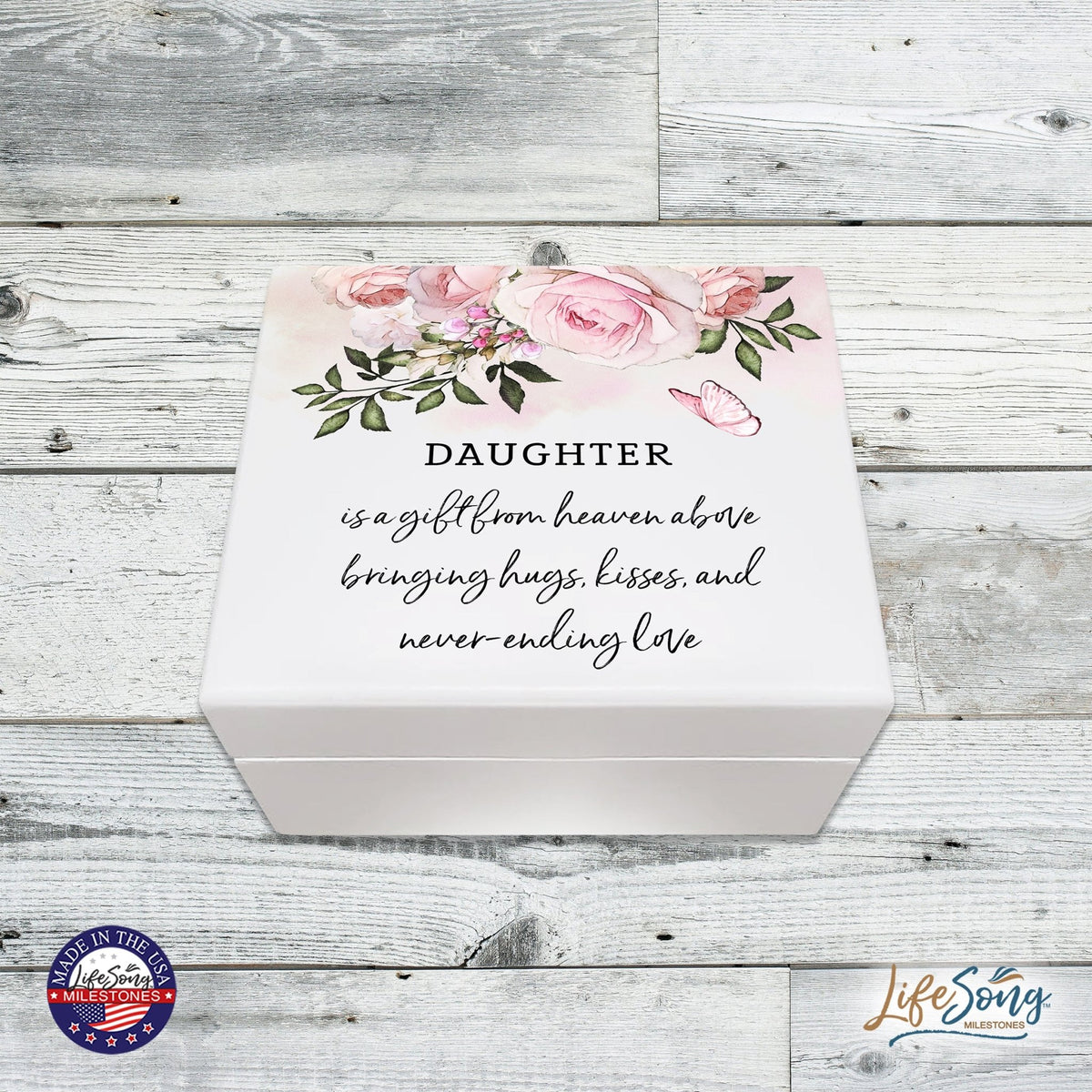 Baptism Jewelry Box Keepsake Gift for Girls - Daughter Is A Gift From Heaven - LifeSong Milestones