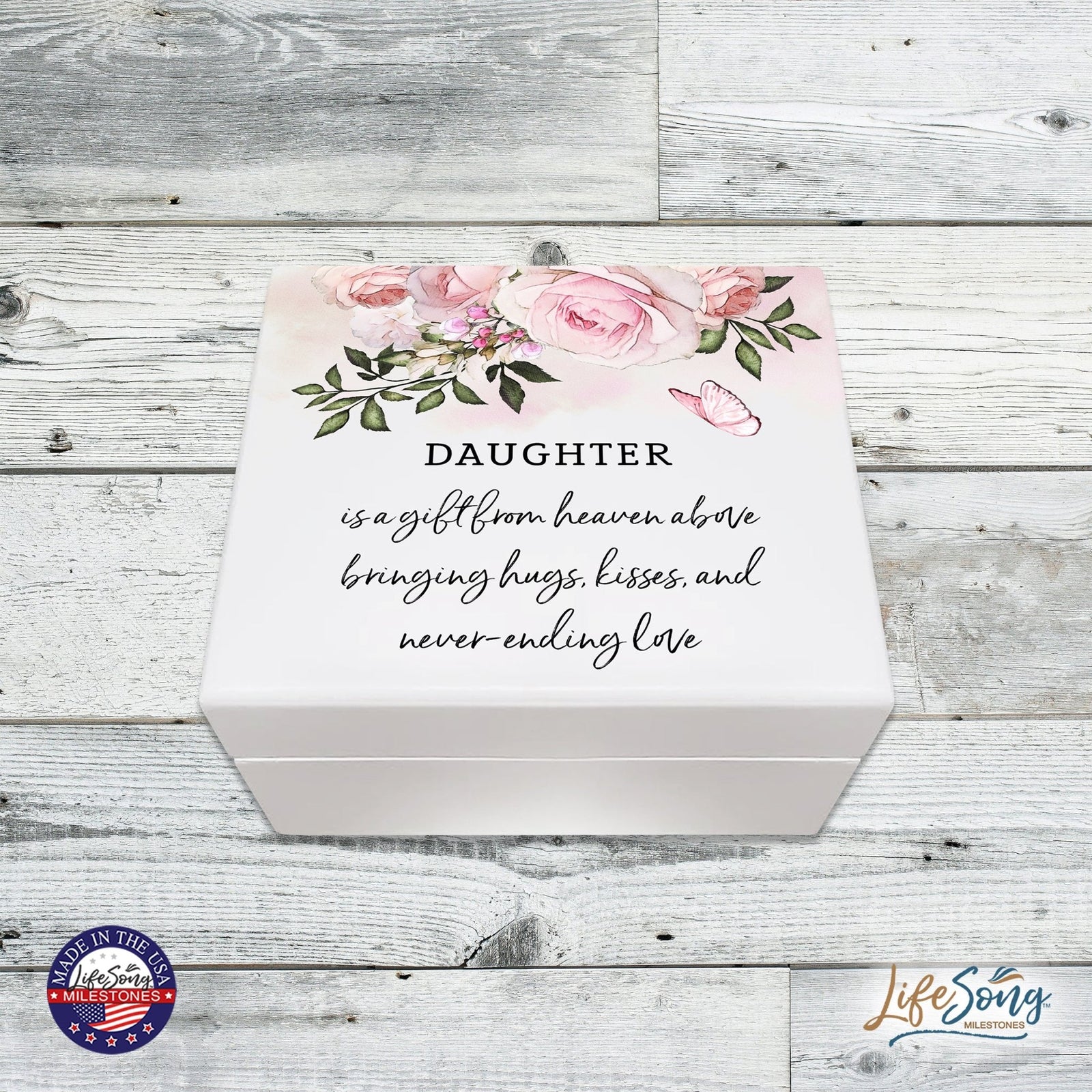 Baptism Jewelry Box Keepsake Gift for Girls - Daughter Is A Gift From Heaven - LifeSong Milestones