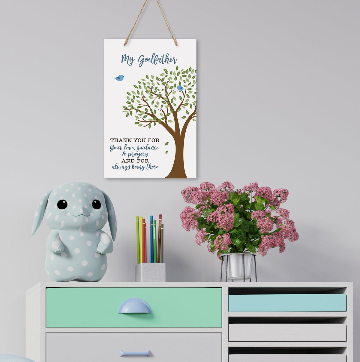 Baptism Wall Hanging Rope Signs Gift for Godfather - Thank You For Your Love - LifeSong Milestones