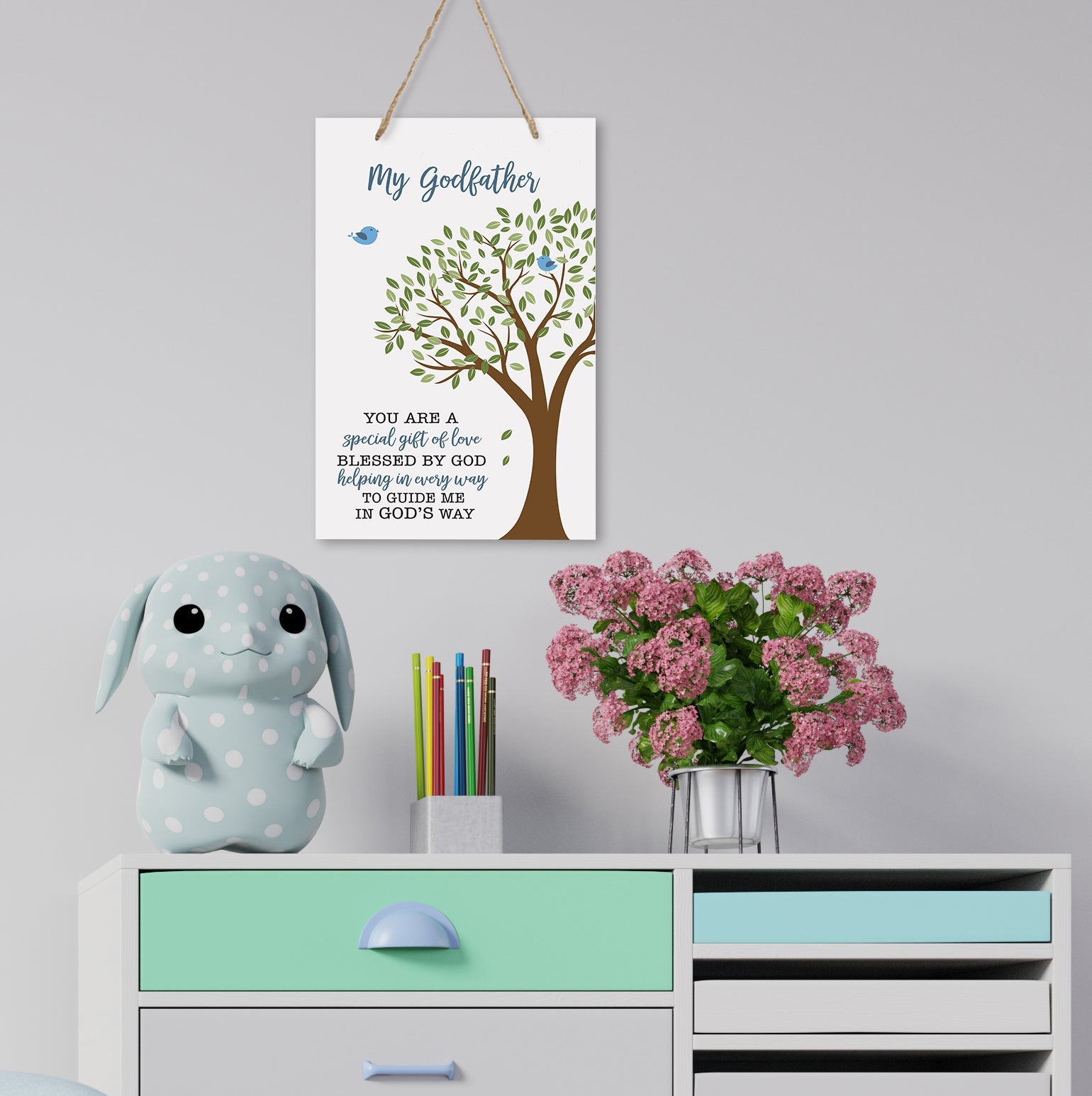 Baptism Wall Hanging Rope Signs Gift for Godfather - You Are A Special Gift - LifeSong Milestones