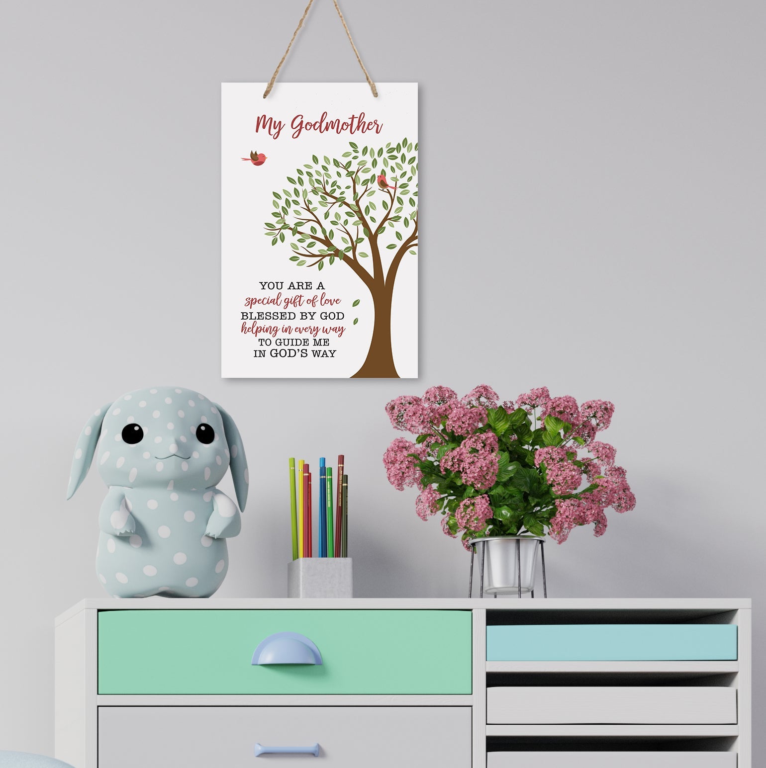 Baptism Wall Hanging Rope Signs Gift for Godmother - You Are A Special Gift - LifeSong Milestones