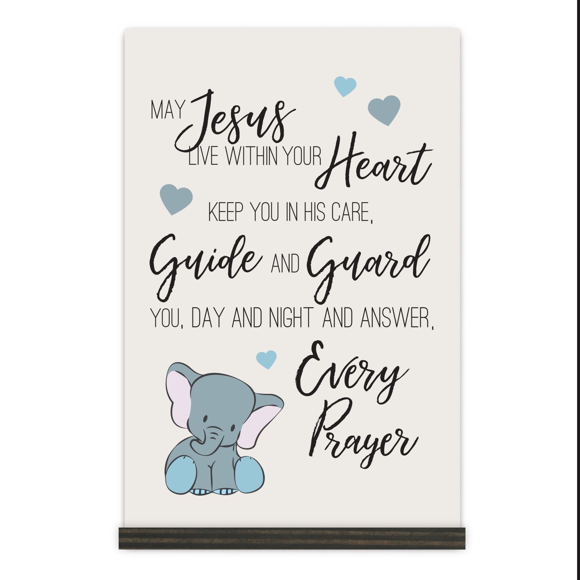 Baptism Wooden Sign Home Decor Gift For Godchild - May Jesus Live Within Your Heart - LifeSong Milestones