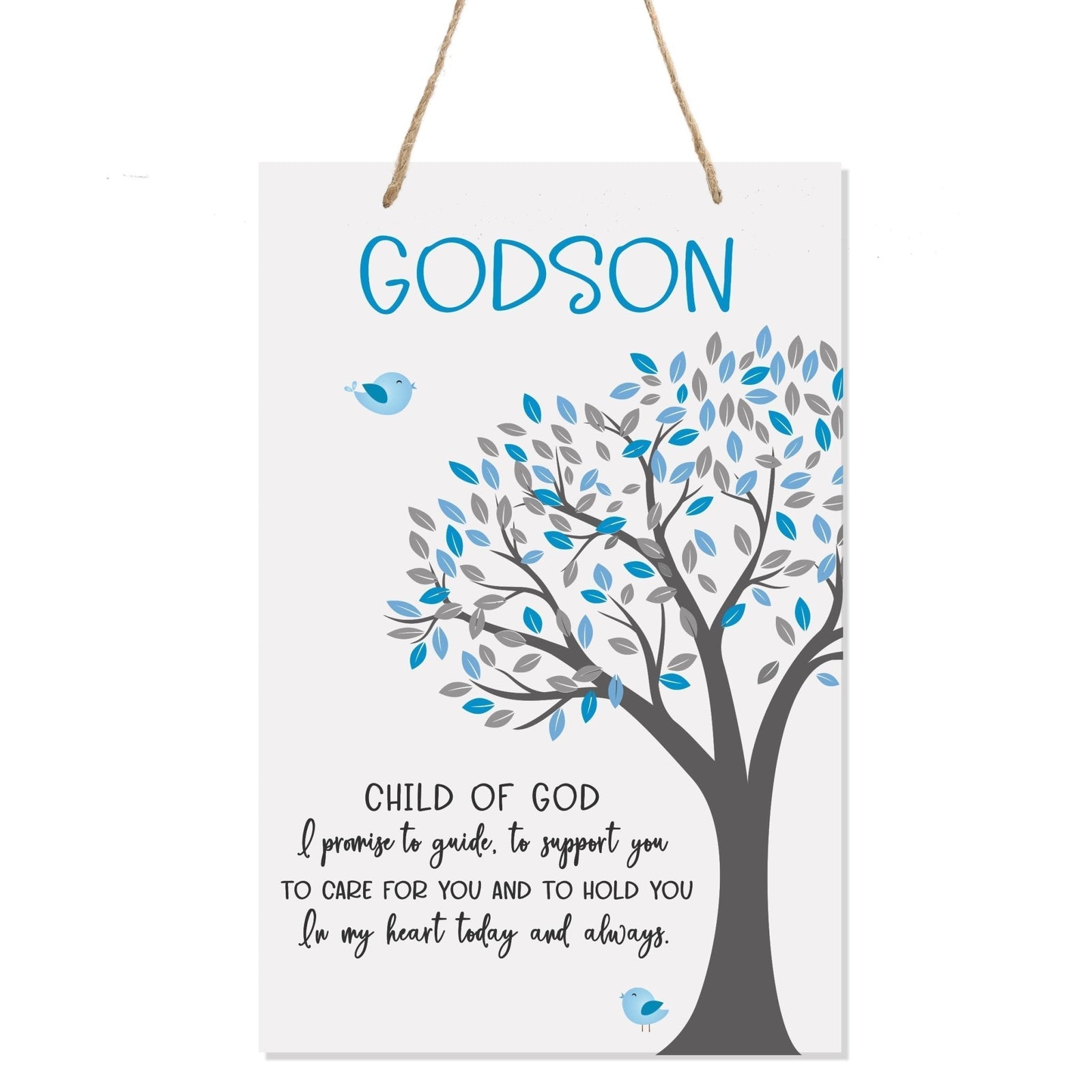 Baptismal Gifts for Boys Wall Hanging Rope Signs - Godson Child of God - LifeSong Milestones