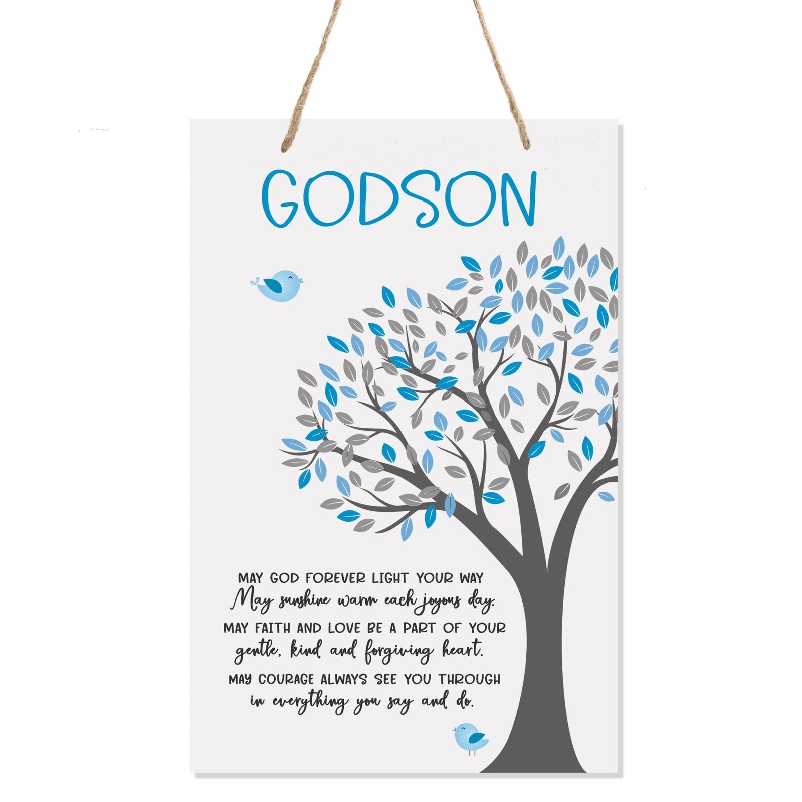 Baptismal Gifts for Boys Wall Hanging Rope Signs - Godson May God Forever Light - LifeSong Milestones