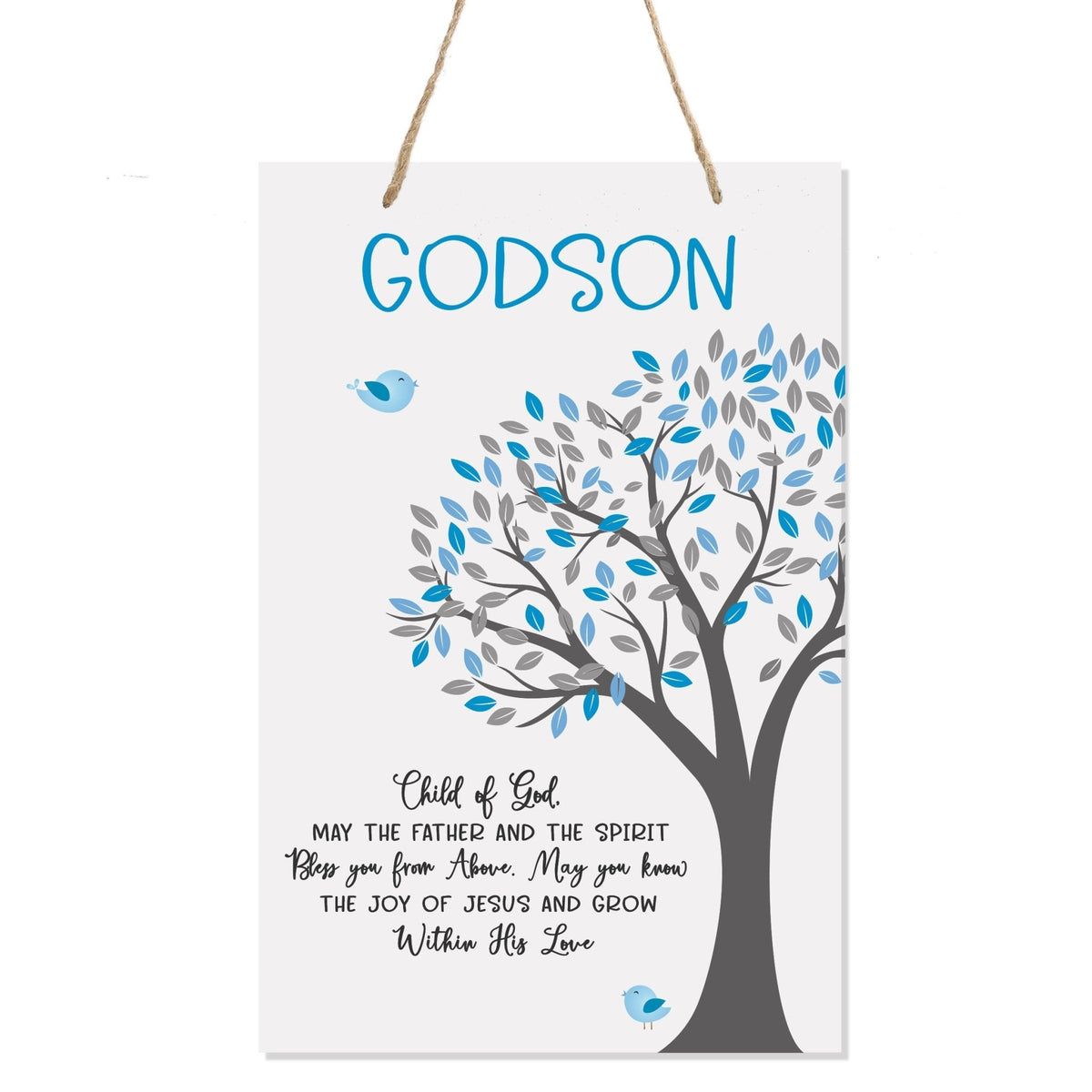 Baptismal Gifts for Boys Wall Hanging Rope Signs - Godson May The Father And The Spirit - LifeSong Milestones