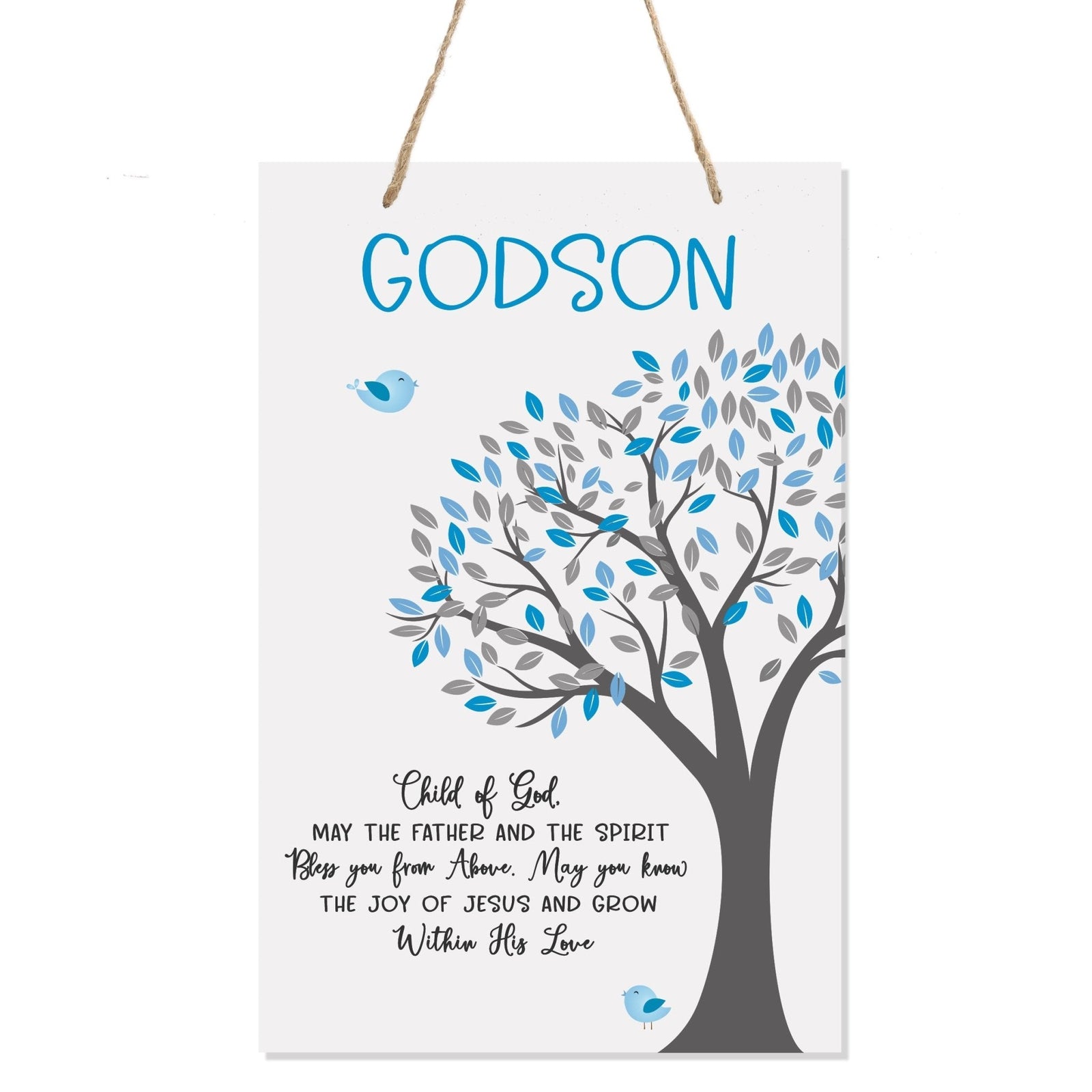 Baptismal Gifts for Boys Wall Hanging Rope Signs - Godson May The Father And The Spirit - LifeSong Milestones