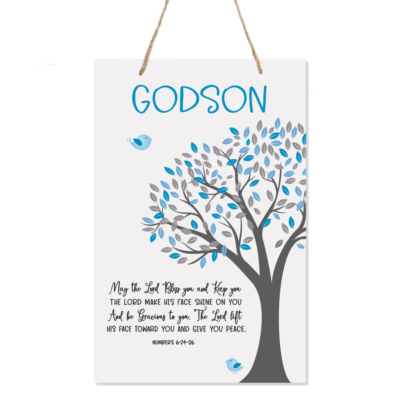Baptismal Gifts for Boys Wall Hanging Rope Signs - Godson May The Lord Bless You - LifeSong Milestones