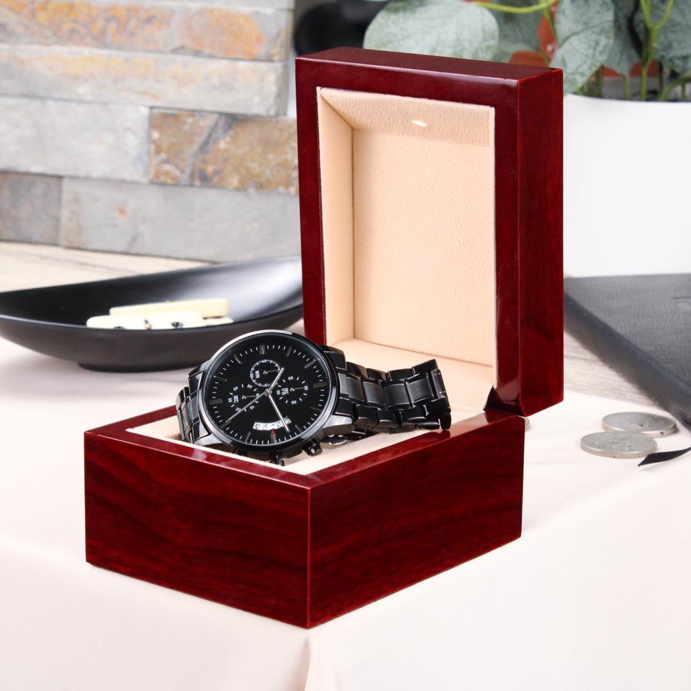 'Best Bonus Dad' Custom Watch – Engraved Chronograph Gift for Stepdad Who Stepped Up - LifeSong Milestones