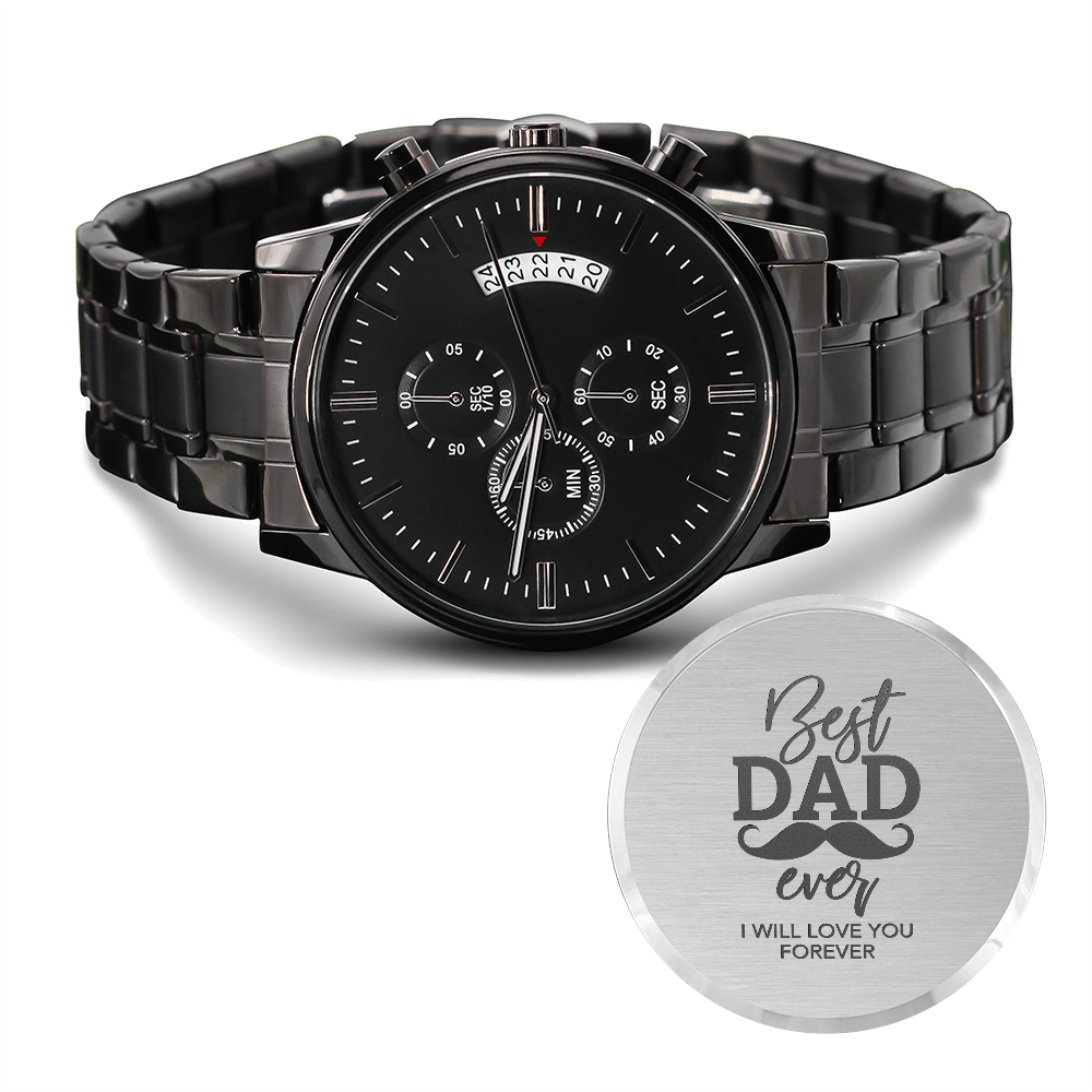 Best Dad – Custom Chronograph Watch with Engraving – Perfect Gift for Dad from Son or Daughter - LifeSong Milestones