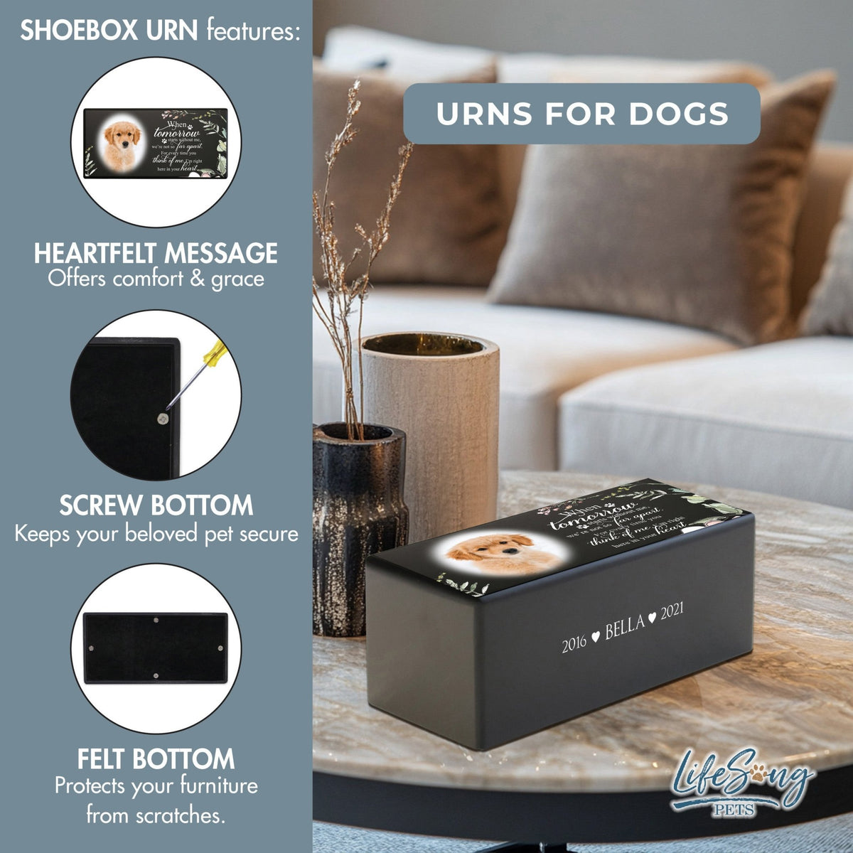 Biodegradable Pet Memorial Urn Box – A Sympathy Gift with Custom Engraving - When Tomorrow Starts - LifeSong Milestones