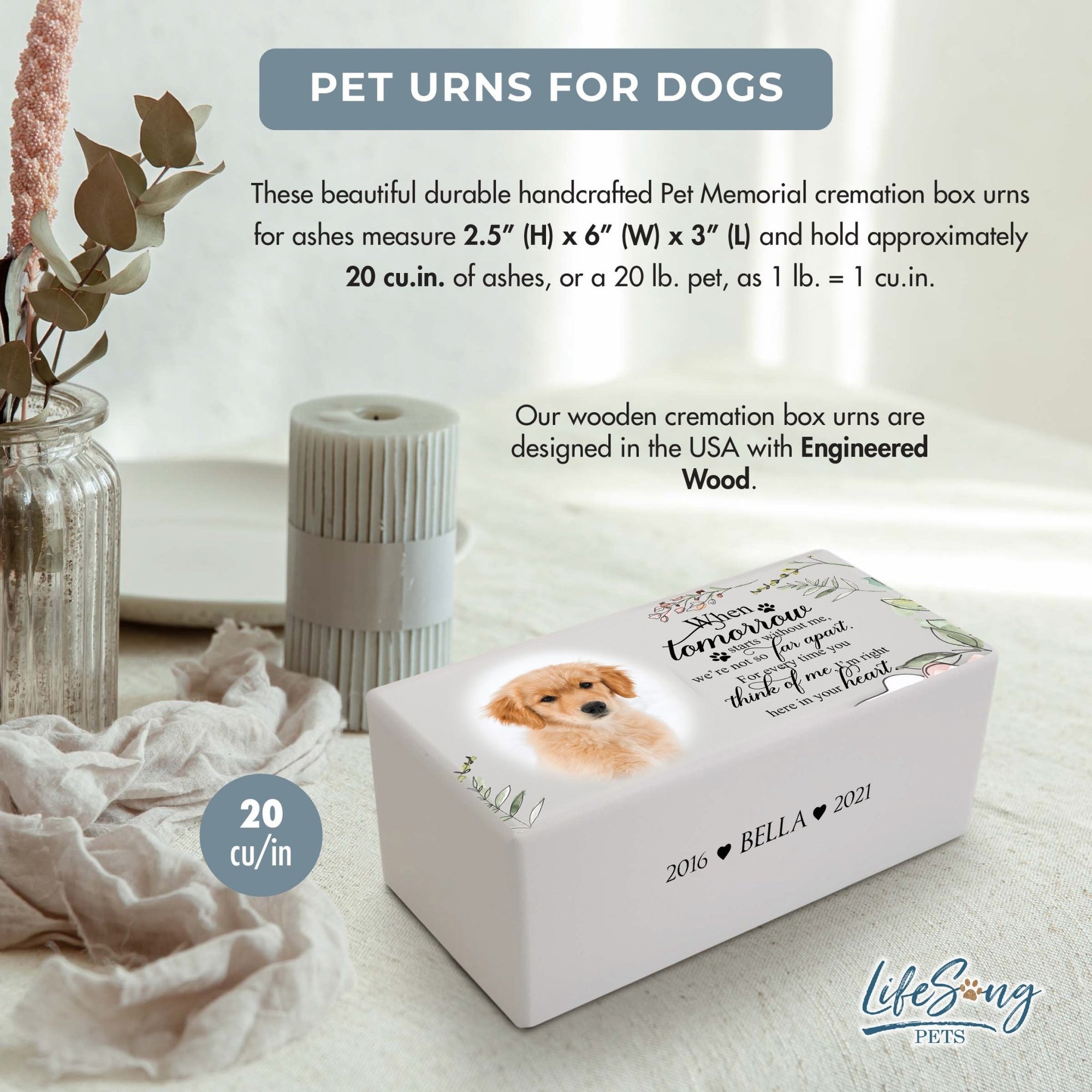 Biodegradable Pet Memorial Urn Box – A Sympathy Gift with Custom Engraving - When Tomorrow Starts - LifeSong Milestones