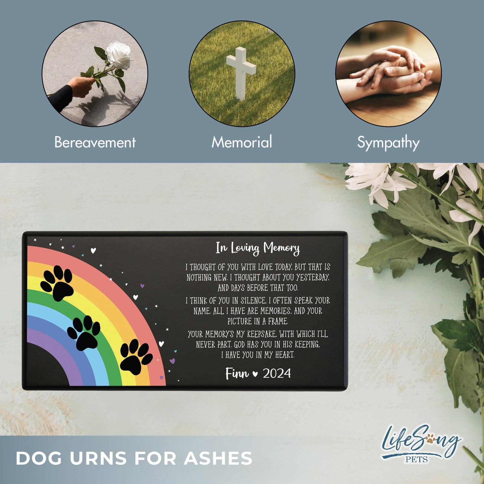 Biodegradable Wooden Dog Urns for Ashes - Custom Engraved Memorial Pet Urn - In Loving Memory - LifeSong Milestones