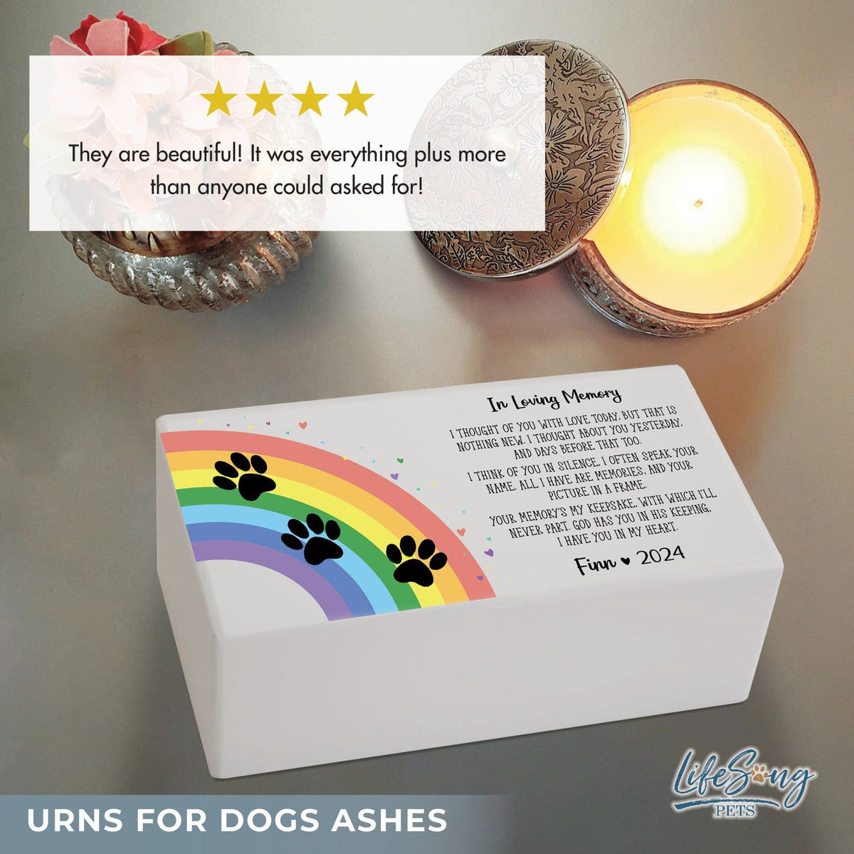 Biodegradable Wooden Dog Urns for Ashes - Custom Engraved Memorial Pet Urn - In Loving Memory - LifeSong Milestones