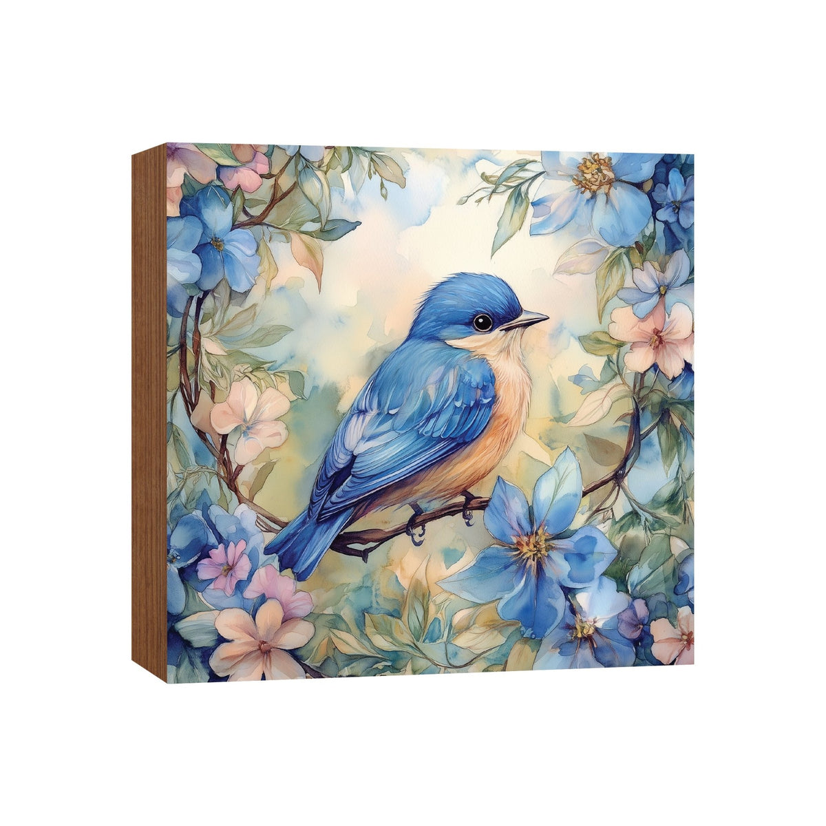Bird Shelf Sitter for Tiered Tray — 5x5 Square Spring Wood Décor | 8 Nature Designs - LifeSong Milestones