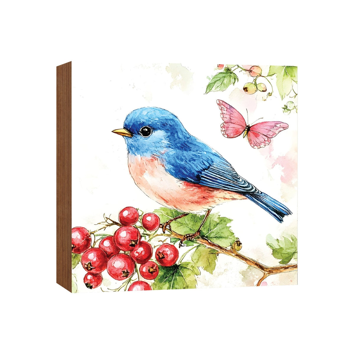 Bird Shelf Sitter for Tiered Tray — 5x5 Square Spring Wood Décor | 8 Nature Designs - LifeSong Milestones