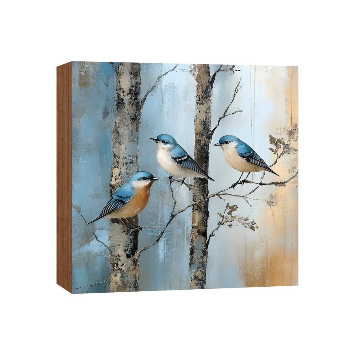 Bird Shelf Sitter for Tiered Tray — 5x5 Square Spring Wood Décor | 8 Nature Designs - LifeSong Milestones