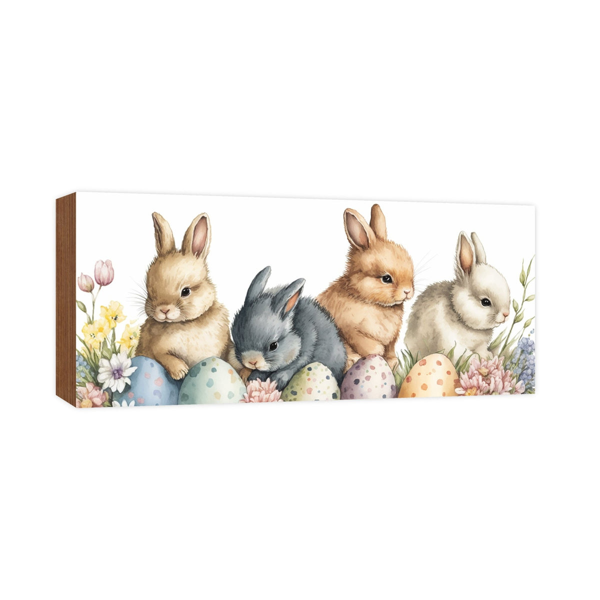 Bunny Shelf Sitter 4x10 — Wide Handcrafted Wood Easter &amp; Spring Décor for Mantel &amp; Console Table | Bunny Gift - LifeSong Milestones