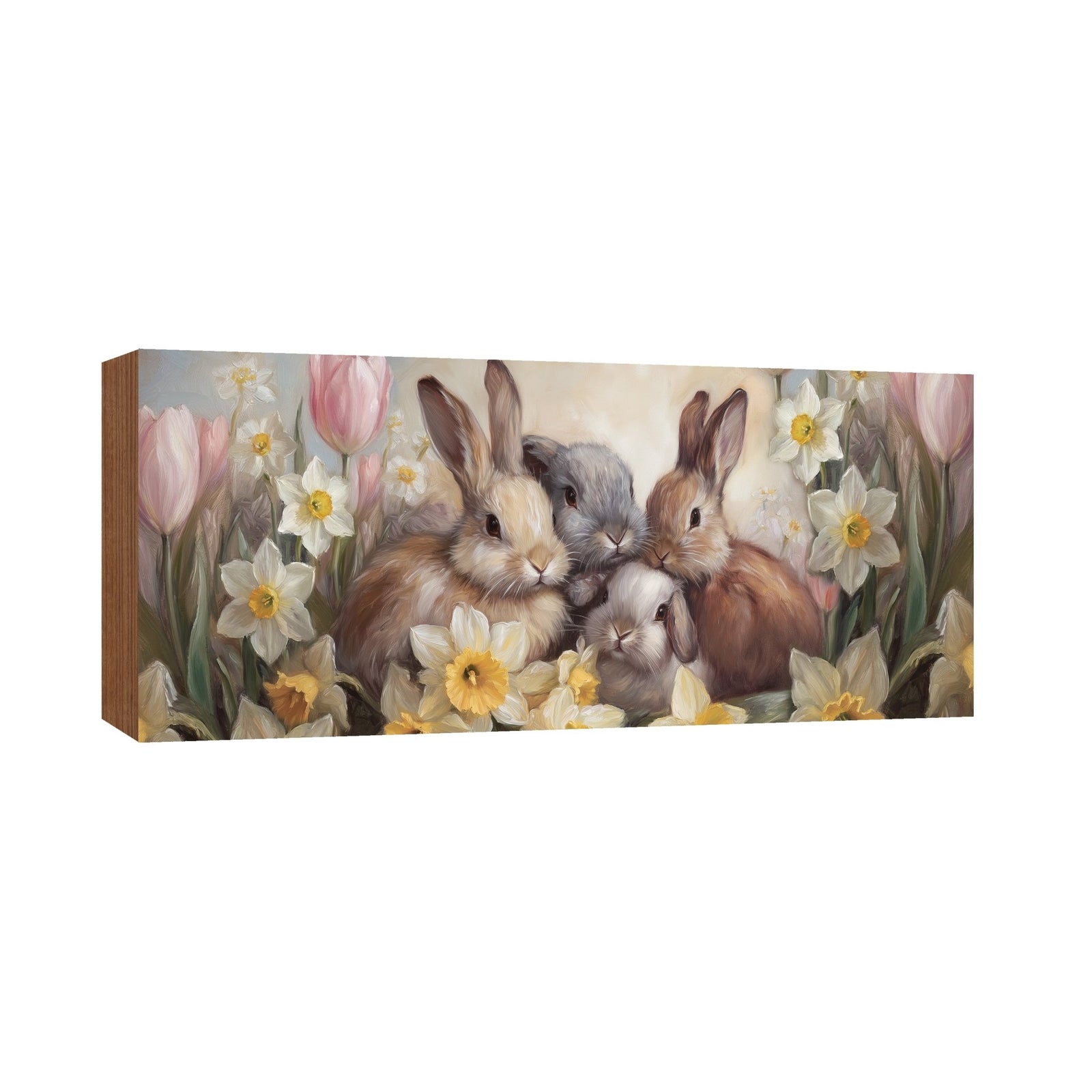 Bunny Shelf Sitter 4x10 — Wide Handcrafted Wood Easter & Spring Décor for Mantel & Console Table | Bunny Gift - LifeSong Milestones