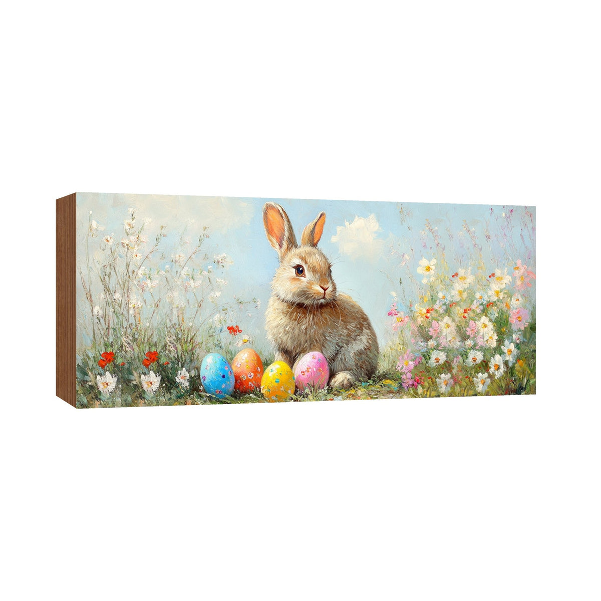 Bunny Shelf Sitter 4x10 — Wide Handcrafted Wood Easter & Spring Décor for Mantel & Console Table | Bunny Gift - LifeSong Milestones