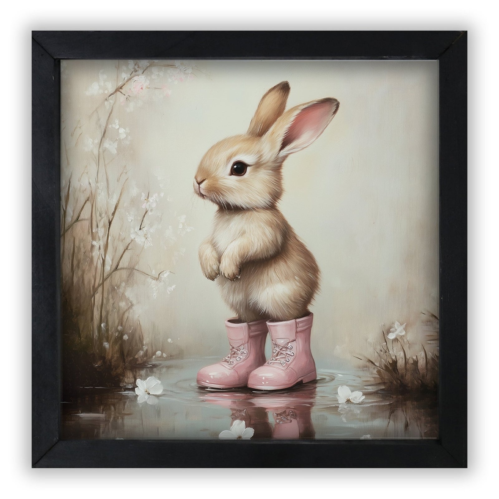 Bunny Wall Art for Home — 20x20 Handcrafted Framed Wood Sign | Easter & Spring Décor Gift - LifeSong Milestones
