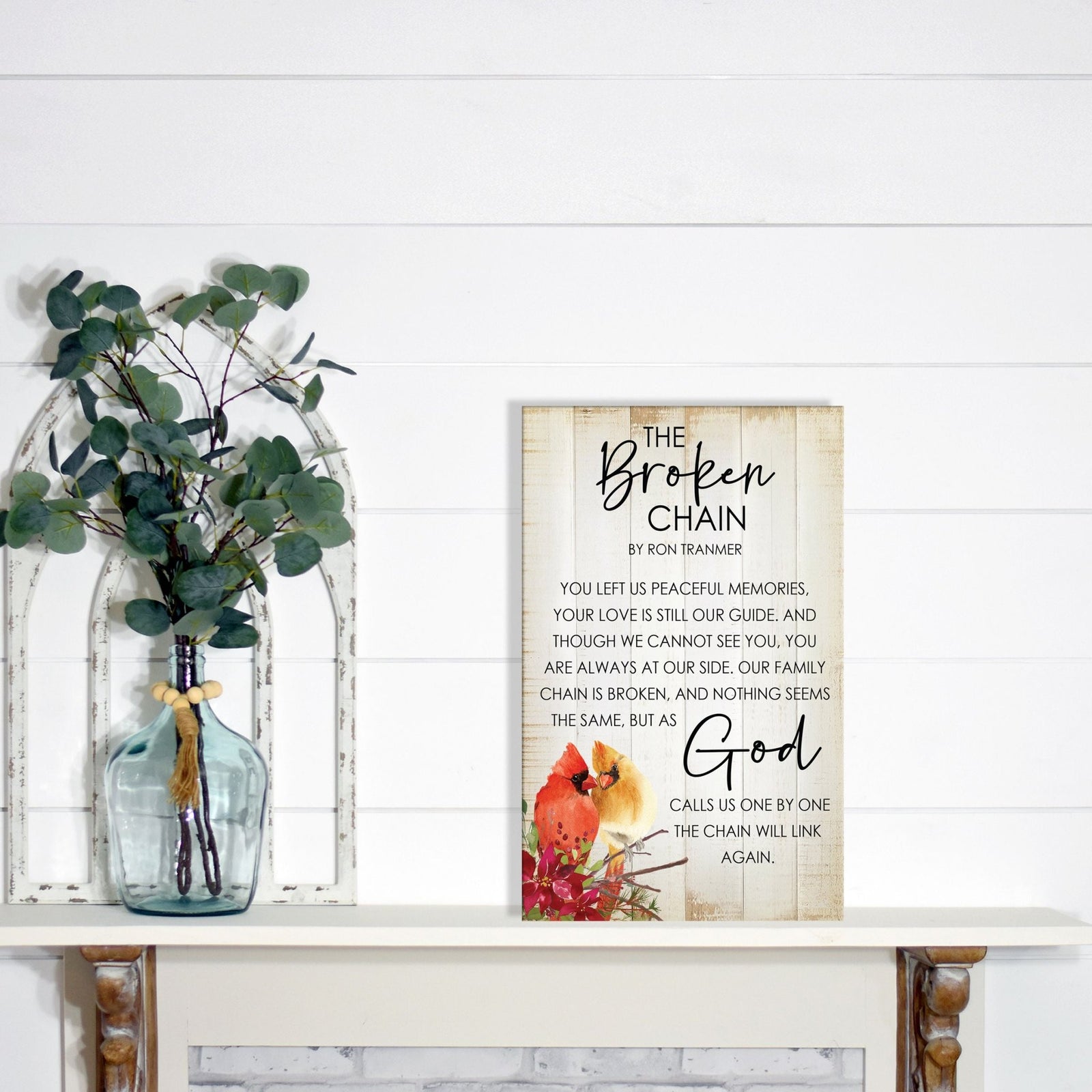 Cardinal Memorial Shelf Decor - The Broken Chain Poem - Sympathy Gift for Loss of Loved One - LifeSong Milestones