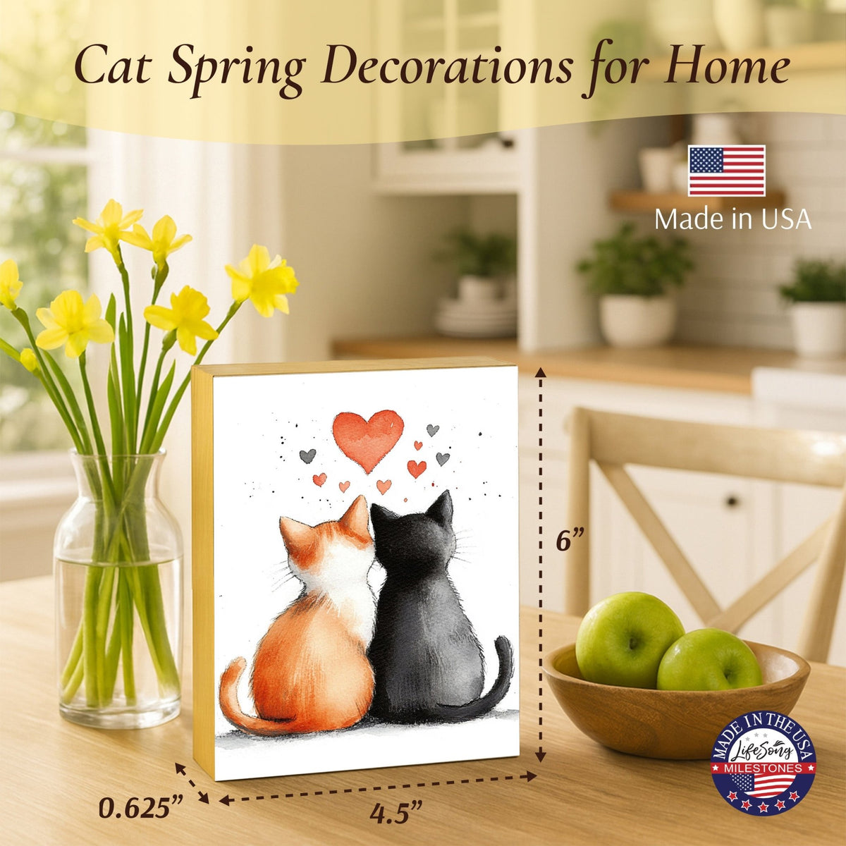 Cat Shelf Sitter for Cat Lovers — Handcrafted Birch Wood Home Décor | Gift for Cat Mom - LifeSong Milestones