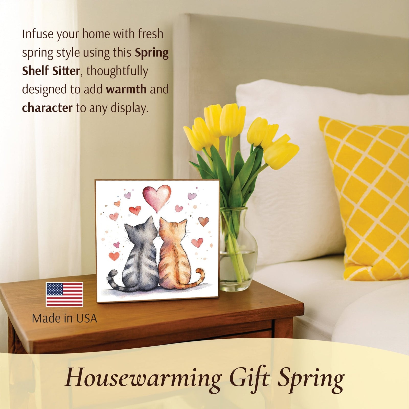 Cat Shelf Sitter for Cat Lovers — Handcrafted Birch Wood Home Décor | Gift for Cat Mom - LifeSong Milestones