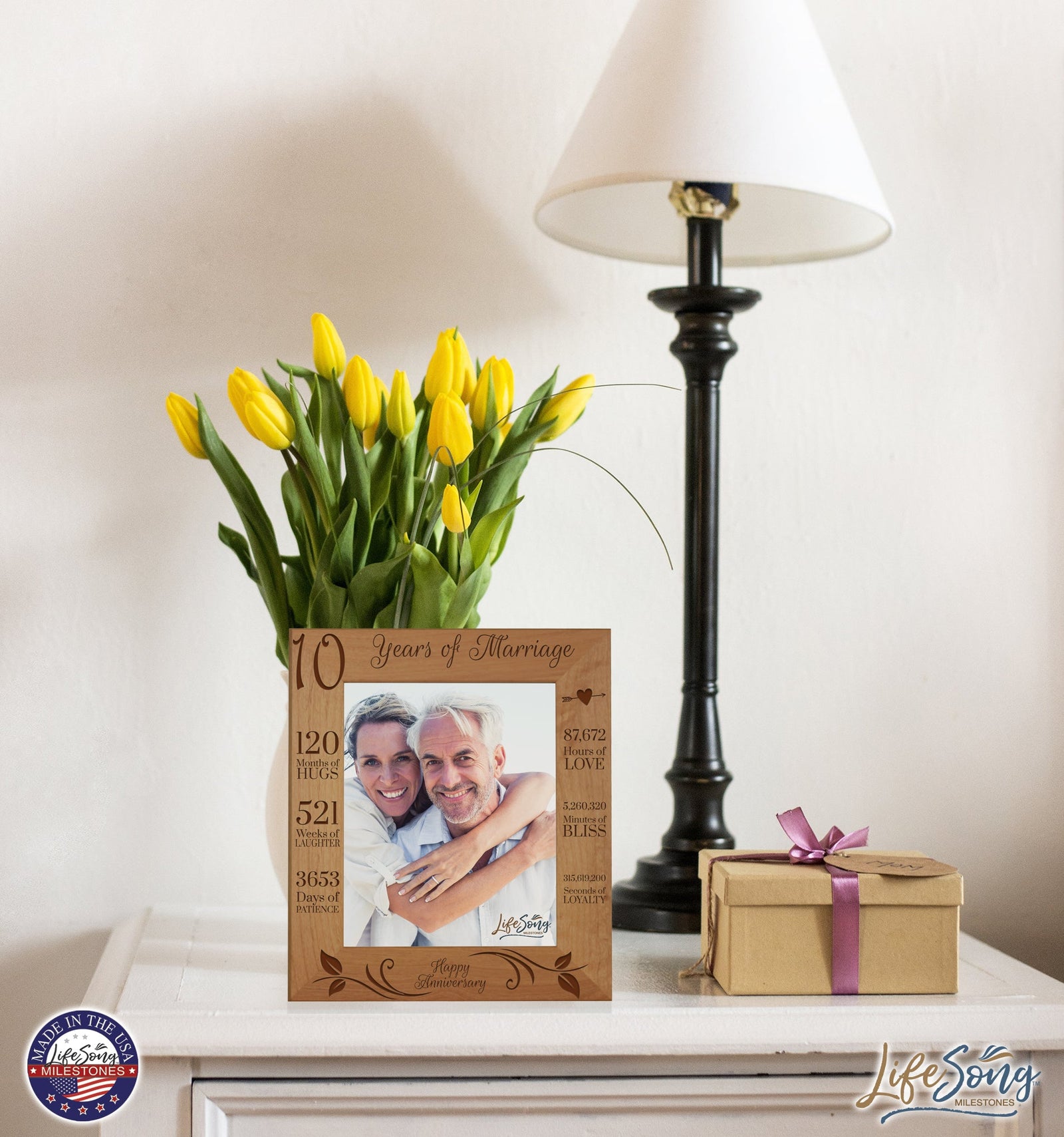 Couples 10th Wedding Anniversary Photo Frame Home Decor Gift Ideas - Happy Anniversary - LifeSong Milestones