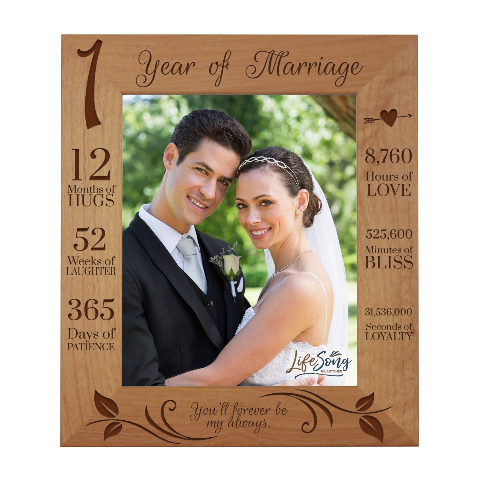Couples 1st Wedding Anniversary Photo Frame Home Decor Gift Ideas - Forever Be My Always - LifeSong Milestones